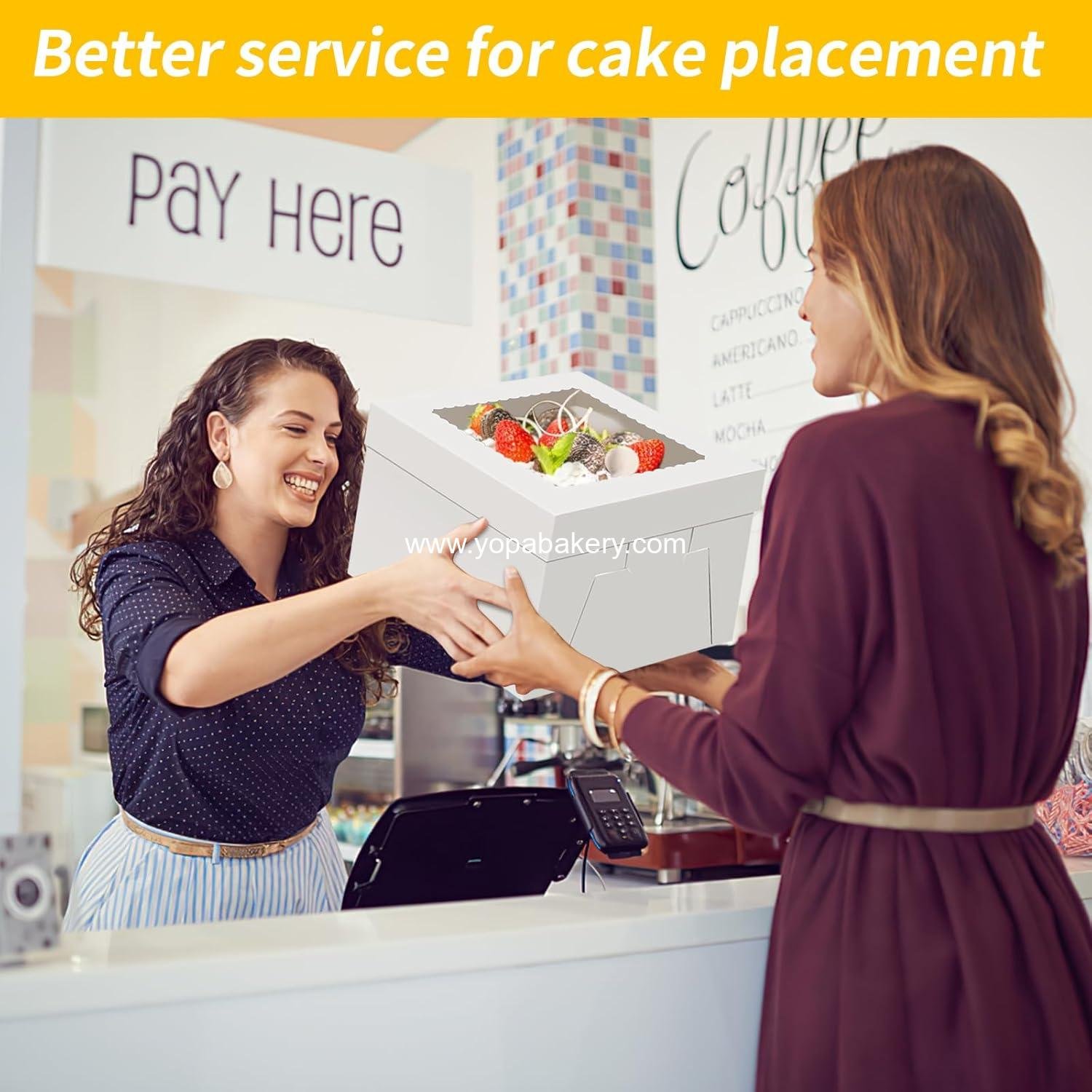 Wholesale 4 Pack Cake Boxes 12 Inch Disposable Cake Transport Containers with Large Window for Bakery Cookies Pies Cupcakes Pastries (12×12×8 Inches) Factory