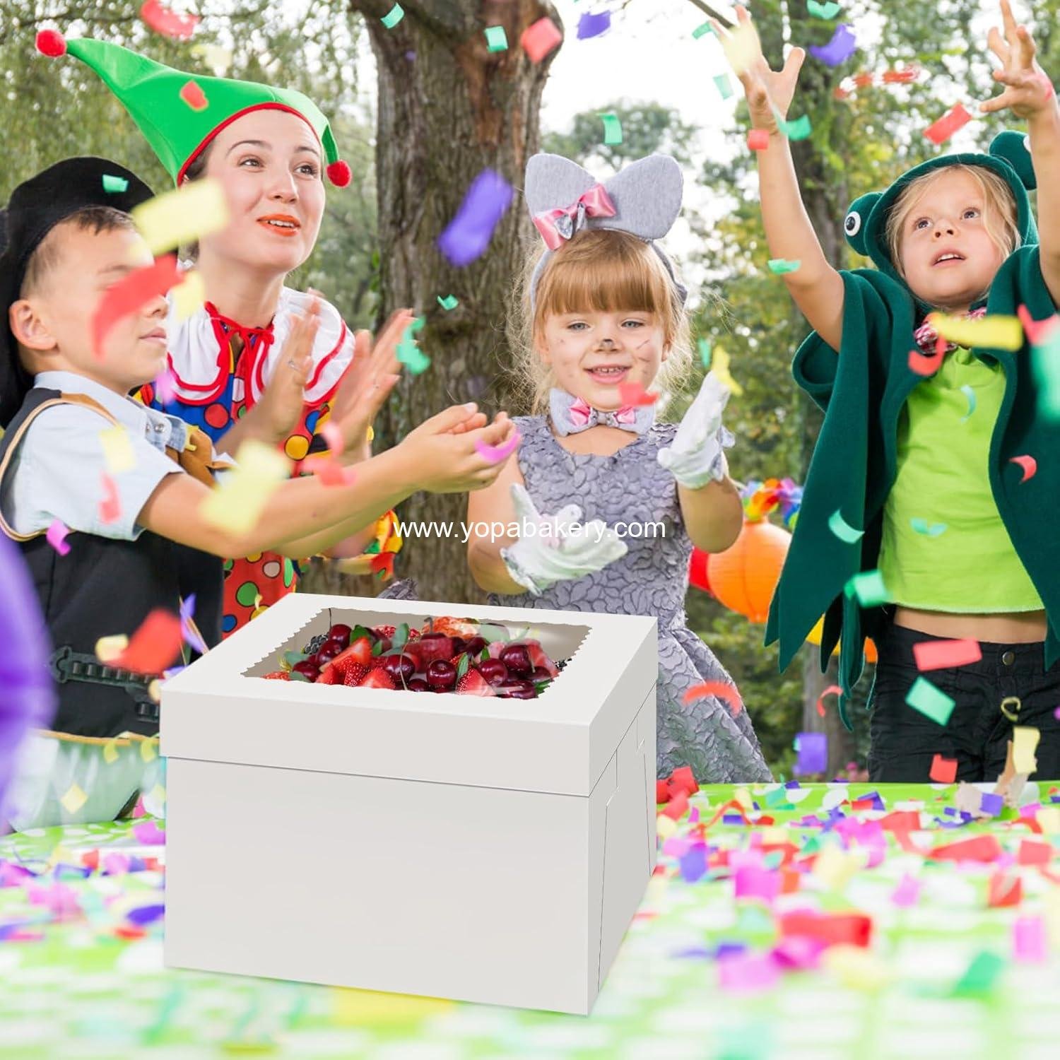 Wholesale 4 Pack Cake Boxes 12 Inch Disposable Cake Transport Containers with Large Window for Bakery Cookies Pies Cupcakes Pastries (12×12×8 Inches) Factory