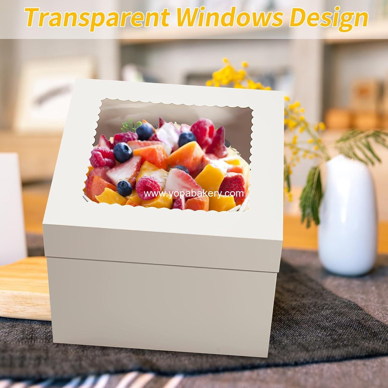 Wholesale 4 Pack Cake Boxes 12 Inch Disposable Cake Transport Containers with Large Window for Bakery Cookies Pies Cupcakes Pastries (12×12×8 Inches) Factory