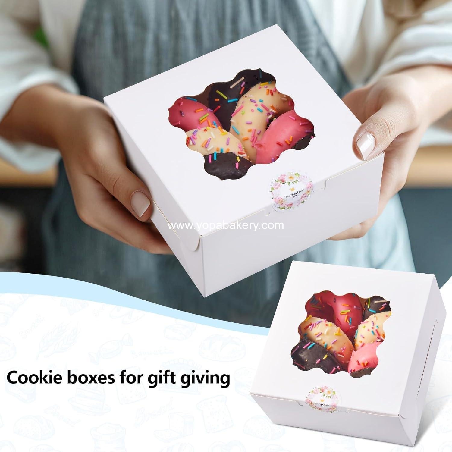 Wholesale 20pcs White Cookie Boxes with Window, 6x6x3 inches Treat Boxes for Desserts, Bakery, Pastry, Candy, Truffles Factory Wholesale 20pcs White Cookie Boxes with Window, 6x6x3 inches Treat Boxes for Desserts, Bakery, Pastry, Candy, Truffles Factory