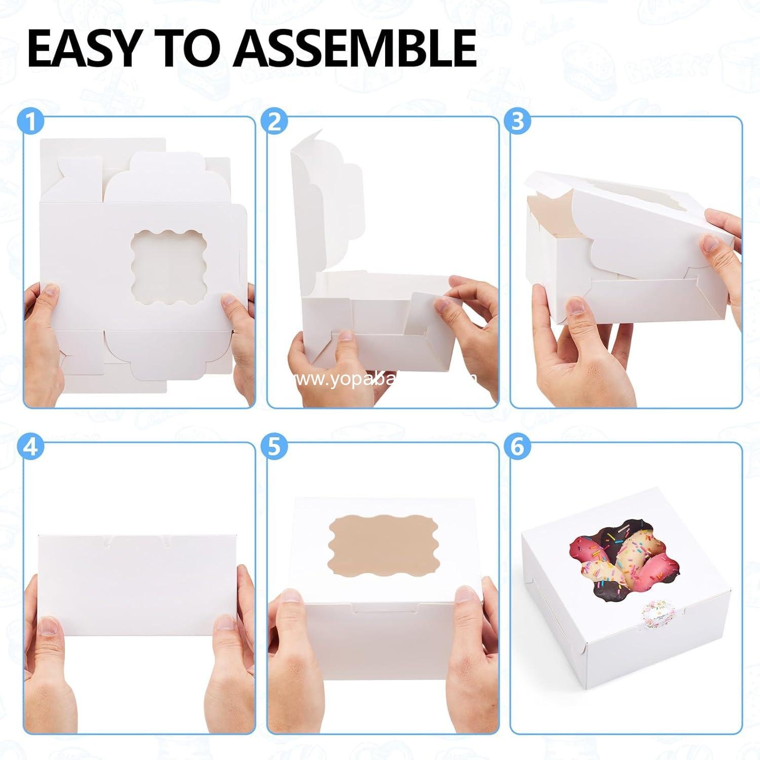 Wholesale 20pcs White Cookie Boxes with Window, 6x6x3 inches Treat Boxes for Desserts, Bakery, Pastry, Candy, Truffle Factory