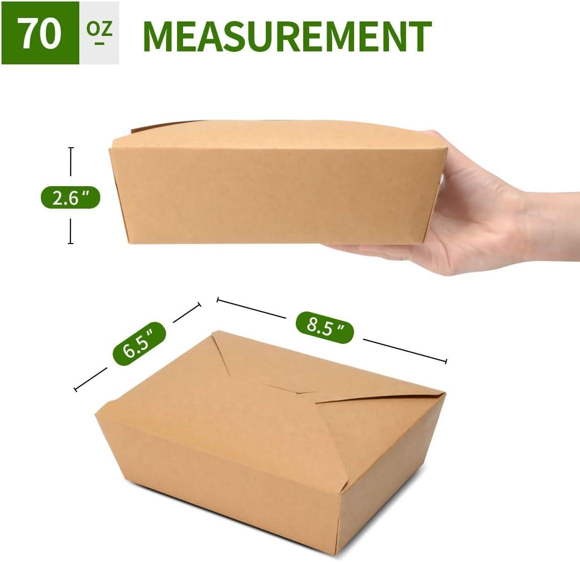 Wholesale 50 Pack 70 oz Large Take Out Food Containers - Heavy Duty Microwavable Kraft Brown Paper Boxes - Grease Resistant Lunch Box for Restaurant, Household, Party Factory