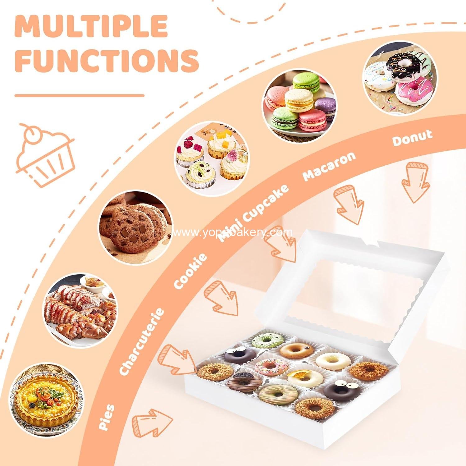 Wholesale 40pcs Bakery Boxes with Window, 16x11x2.5 Inches, White Cookie and Donut Boxes for Chocolate Covered Strawberries, Macarons, Pies, Cookies, Factory Wholesale 40pcs Bakery Boxes with Window, 16x11x2.5 Inches, White Cookie and Donut Boxes for Chocolate Covered Strawberries, Macarons, Pies, Cookies, Factory