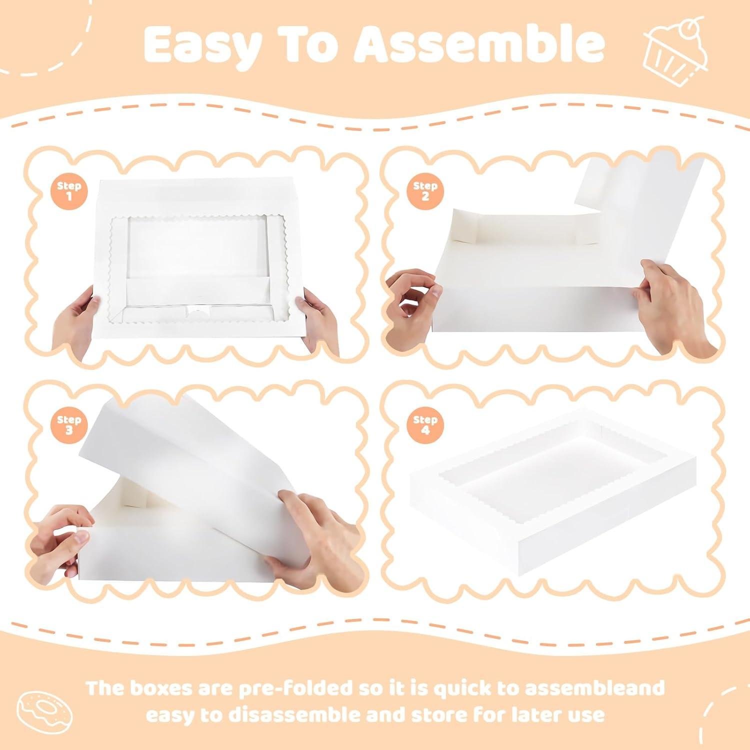 Wholesale 40pcs Bakery Boxes with Window, 16x11x2.5 Inches, White Cookie and Donut Boxes for Chocolate Covered Strawberries, Macarons, Pies, Cookies, Factory Wholesale 40pcs Bakery Boxes with Window, 16x11x2.5 Inches, White Cookie and Donut Boxes for Chocolate Covered Strawberries, Macarons, Pies, Cookies, Factory