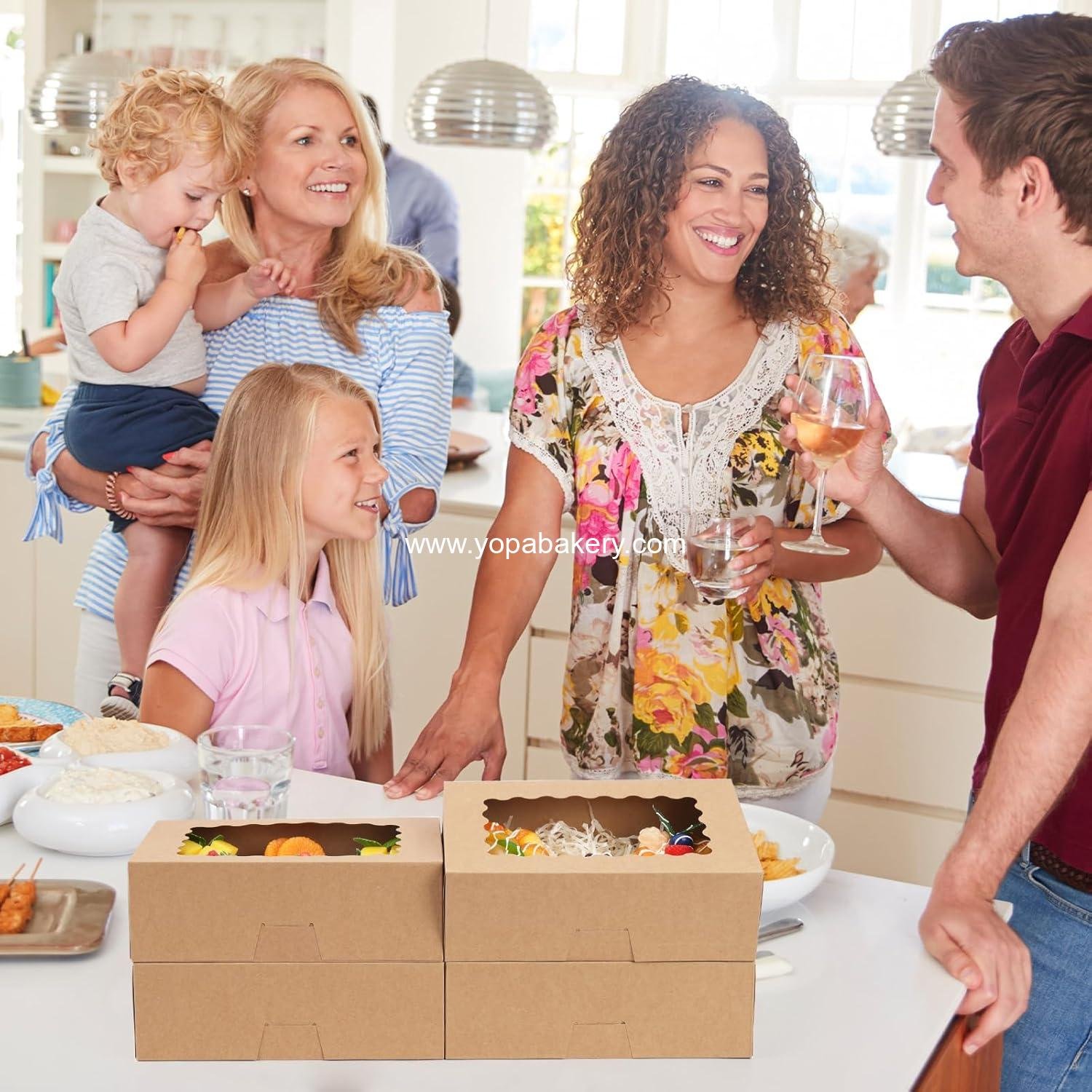 Wholesale 28pcs Cookie Boxes with Window, 9x6x3 Inch Brown Bakery Containers for Pastry, Chocolate Covered Strawberries, Candy, Muffins, Donuts Factory