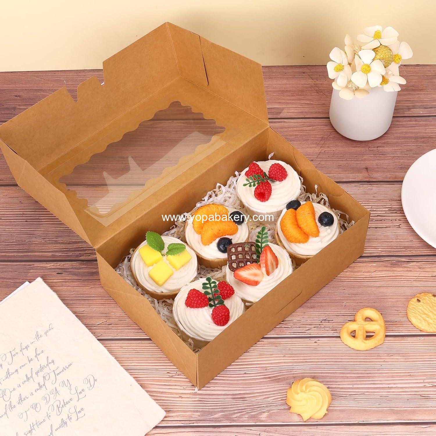 Wholesale 28pcs Cookie Boxes with Window, 9x6x3 Inch Brown Bakery Containers for Pastry, Chocolate Covered Strawberries, Candy, Muffins, Donuts Factory