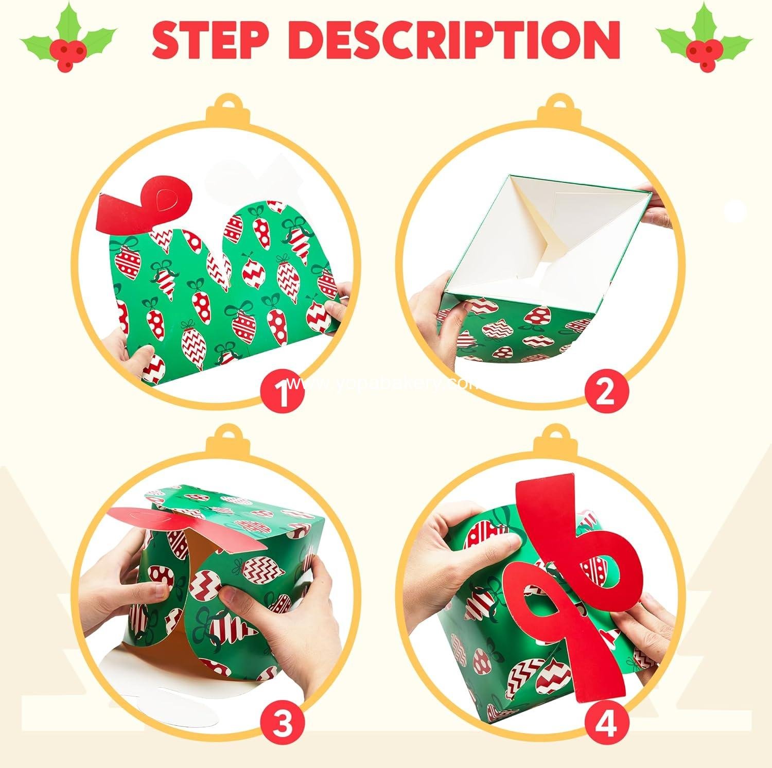 Wholesale 24 PCS 3D Christmas Goody Gift Boxes with Bow for Holiday Goodie Paper Boxes, School Classroom Party Favor, 6” x 6” x 5.5”, 8 Designs Candy Treat Cardboard Cookie Box for Gift Giving Factory