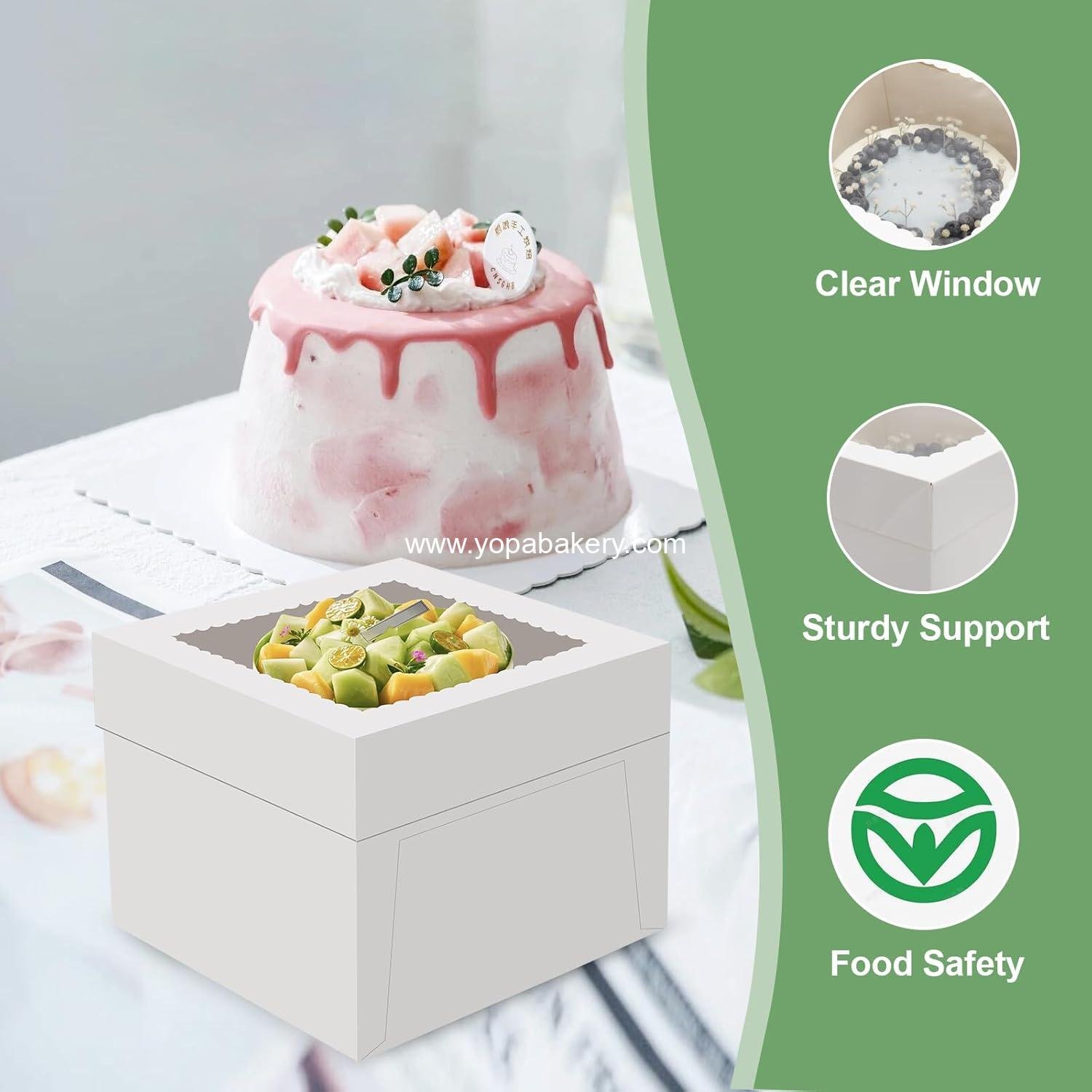 Wholesale 2 Pack Cake Boxes 12x12x8 Inches with Cake Boards, White Bakery Boxes with Large Window, Disposable Transport Containers with Lids for Wedding, Birthday, Cookies, Pies Factory Wholesale 2 Pack Cake Boxes 12x12x8 Inches with Cake Boards, White Bakery Boxes with Large Window, Disposable Transport Containers with Lids for Wedding, Birthday, Cookies, Pies Factory