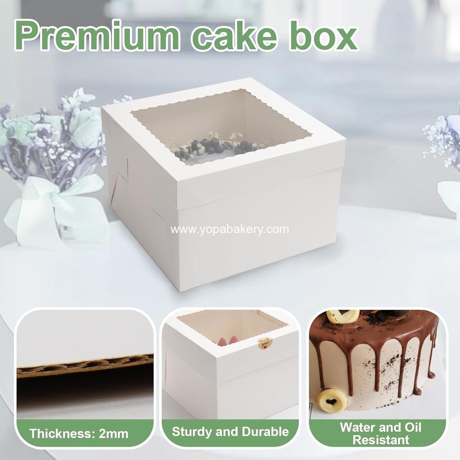 Wholesale 2 Pack Cake Boxes 12x12x8 Inches with Cake Boards, White Bakery Boxes with Large Window, Disposable Transport Containers with Lids for Wedding, Birthday, Cookies, Pies Factory Wholesale 2 Pack Cake Boxes 12x12x8 Inches with Cake Boards, White Bakery Boxes with Large Window, Disposable Transport Containers with Lids for Wedding, Birthday, Cookies, Pies Factory