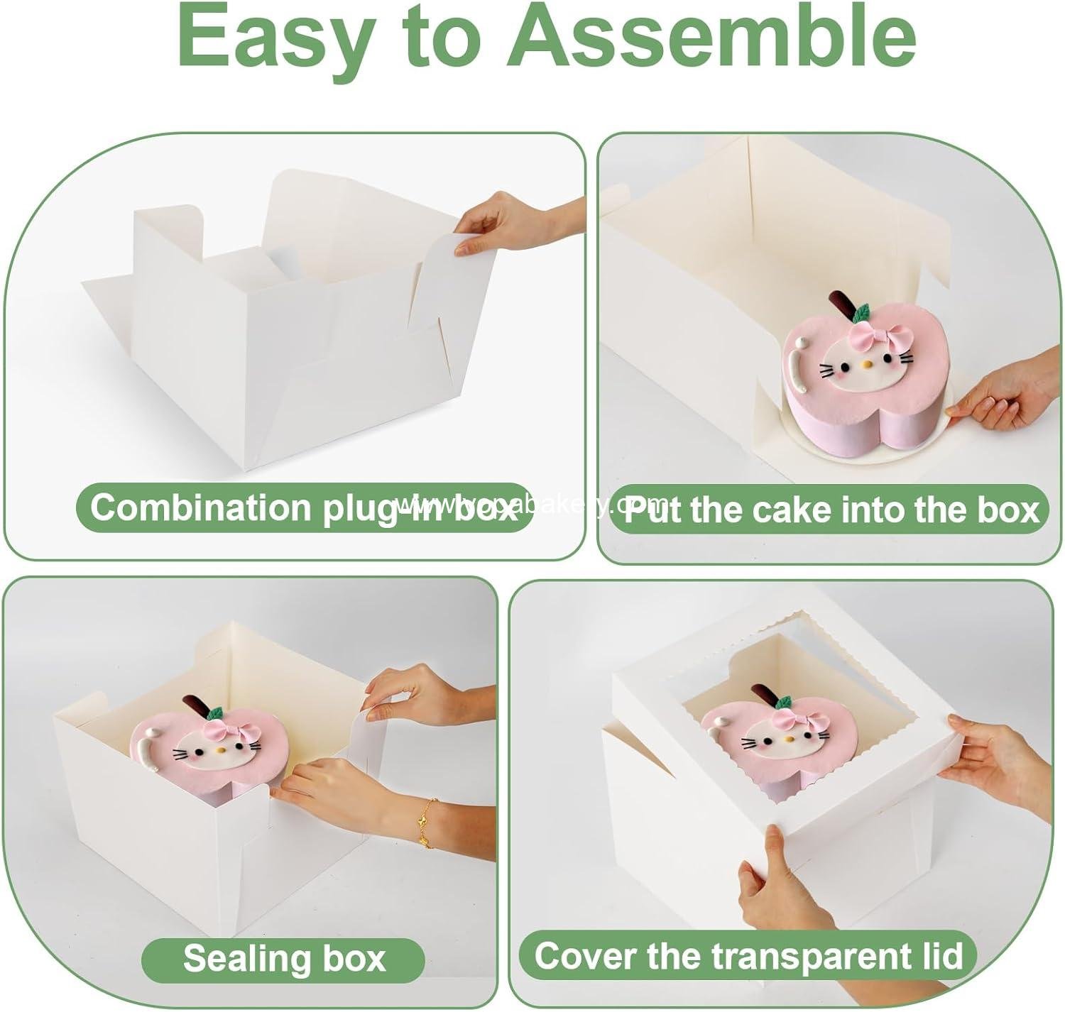 Wholesale 2 Pack Cake Boxes 12x12x8 Inches with Cake Boards, White Bakery Boxes with Large Window, Disposable Transport Containers with Lids for Wedding, Birthday, Cookies, Pies Factory Wholesale 2 Pack Cake Boxes 12x12x8 Inches with Cake Boards, White Bakery Boxes with Large Window, Disposable Transport Containers with Lids for Wedding, Birthday, Cookies, Pies Factory