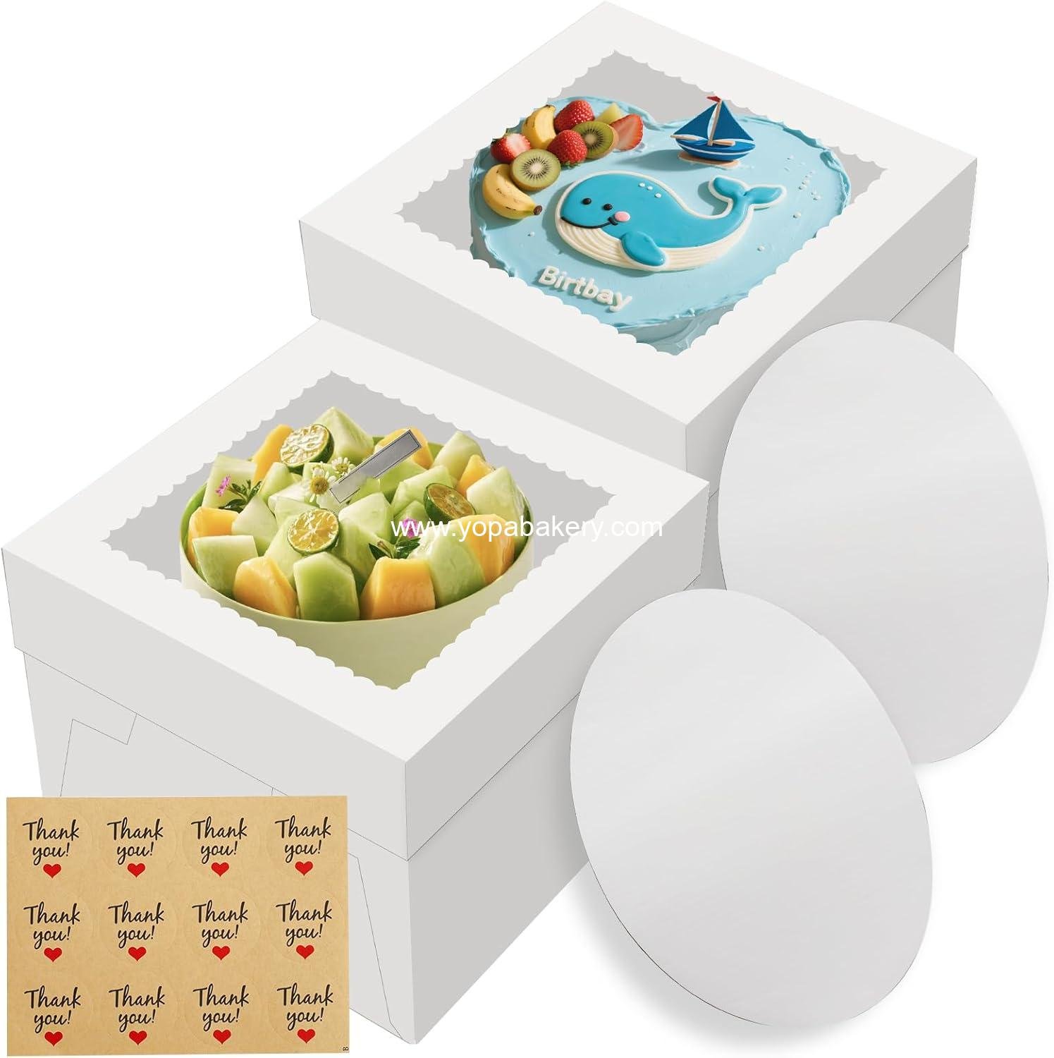 Wholesale 2 Pack Cake Boxes 12x12x8 Inches with Cake Boards, White Bakery Boxes with Large Window, Disposable Transport Containers with Lids for Wedding, Birthday, Cookies, Pies Factory