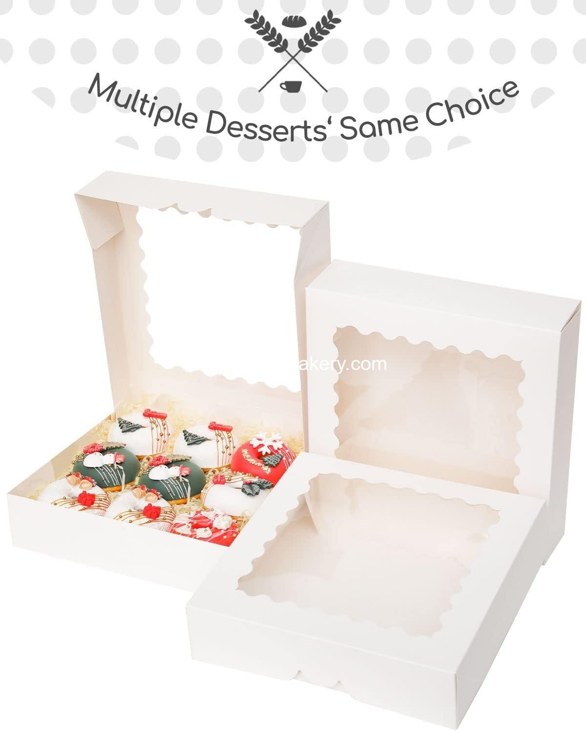 Wholesale Auto Pop-Up 30pcs Pie Box with Window 9x9x2.5 Inch Donut Pastry Boxes White Bakery Box Factory
