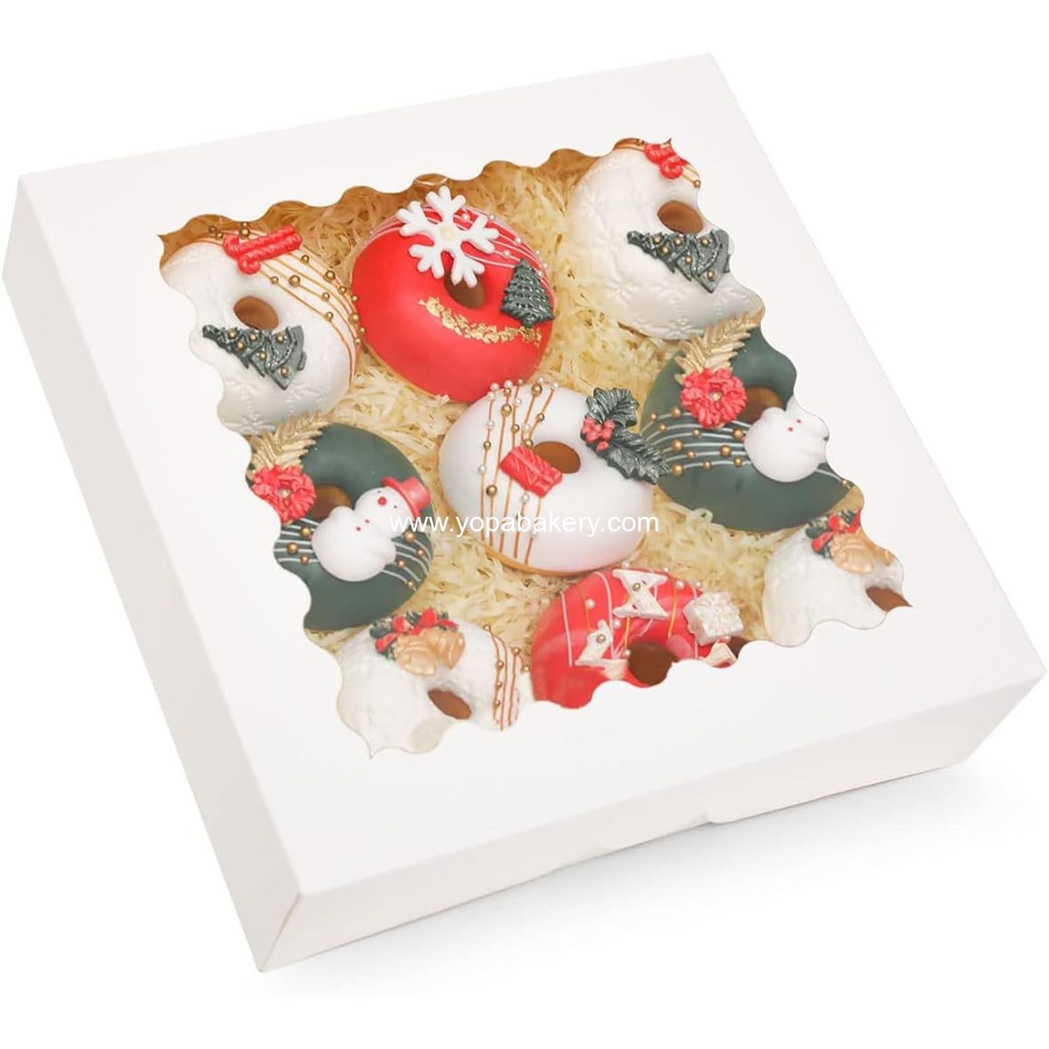 Wholesale Auto Pop-Up 30pcs Pie Box with Window 9x9x2.5 Inch Donut Pastry Boxes White Bakery Box Factory