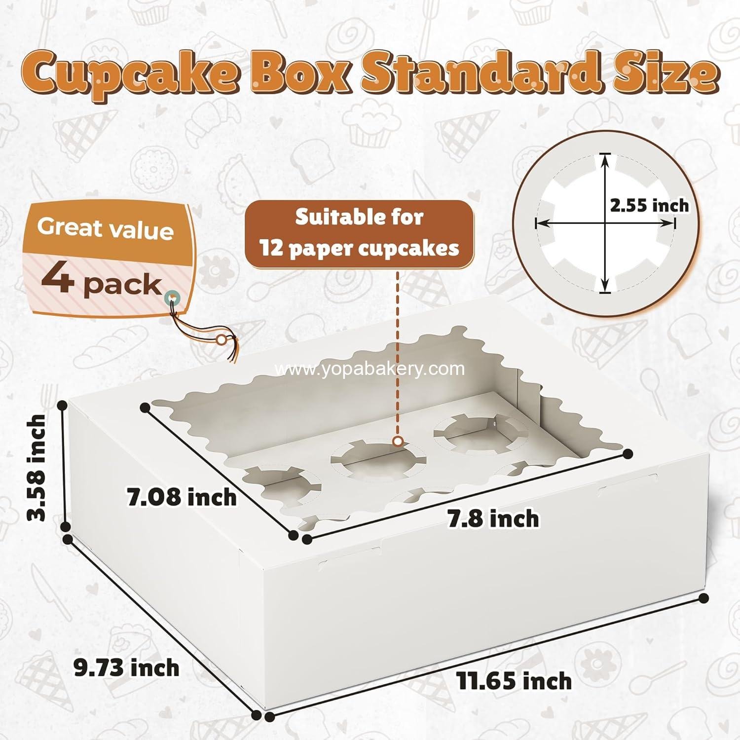 Wholesale 4 Pack Cupcake Boxes for 12 Standard Cupcakes, Containers with Window and Inserts, High-Grade Holder for Birthday and Holiday Parties, Supplies for Desserts and More - Factory