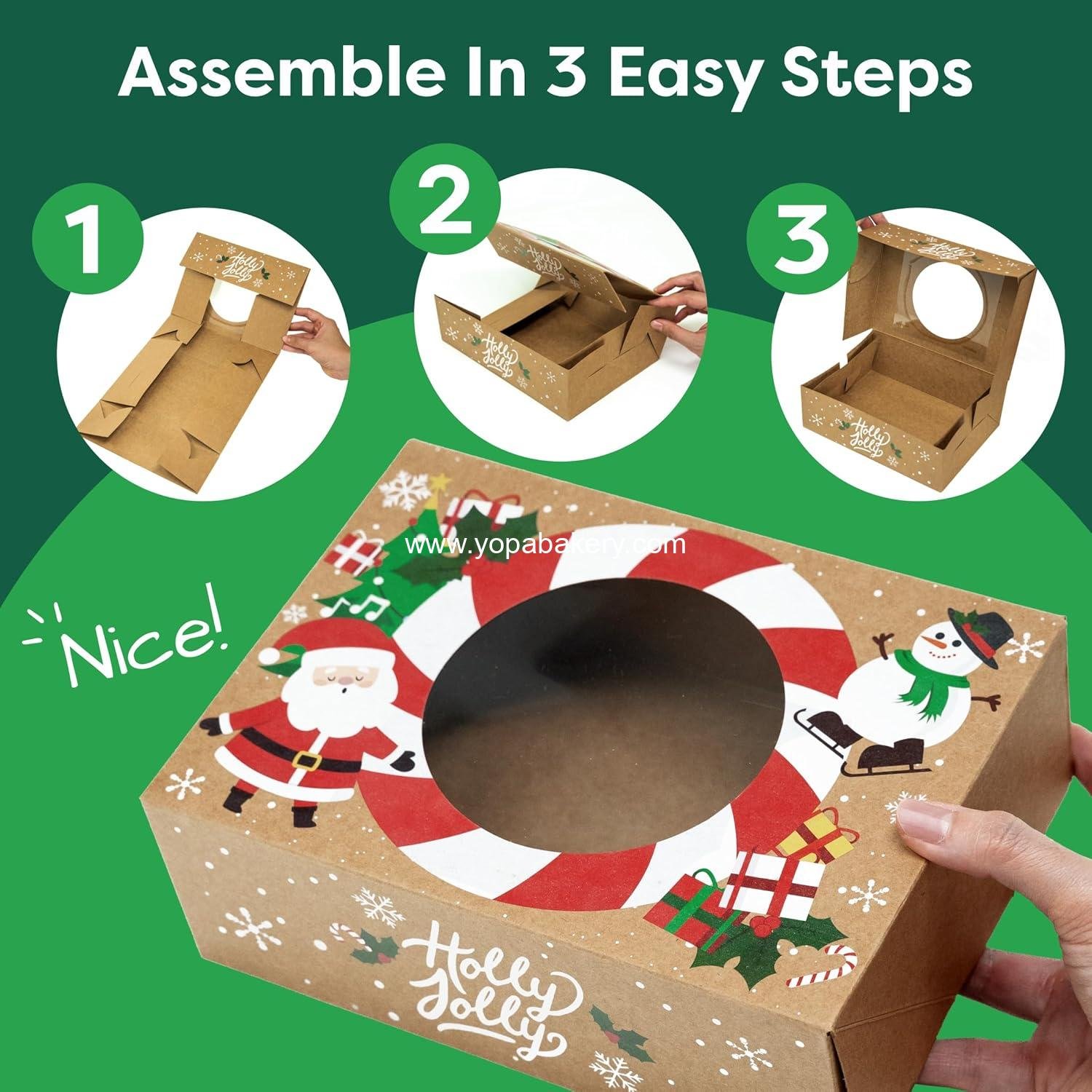 Wholesale Christmas Cookie Boxes for Gift Giving - 12 Kraft Tins with Lids - Sturdy Treat Packaging with Window - Festive Cookie Box Set - Factory