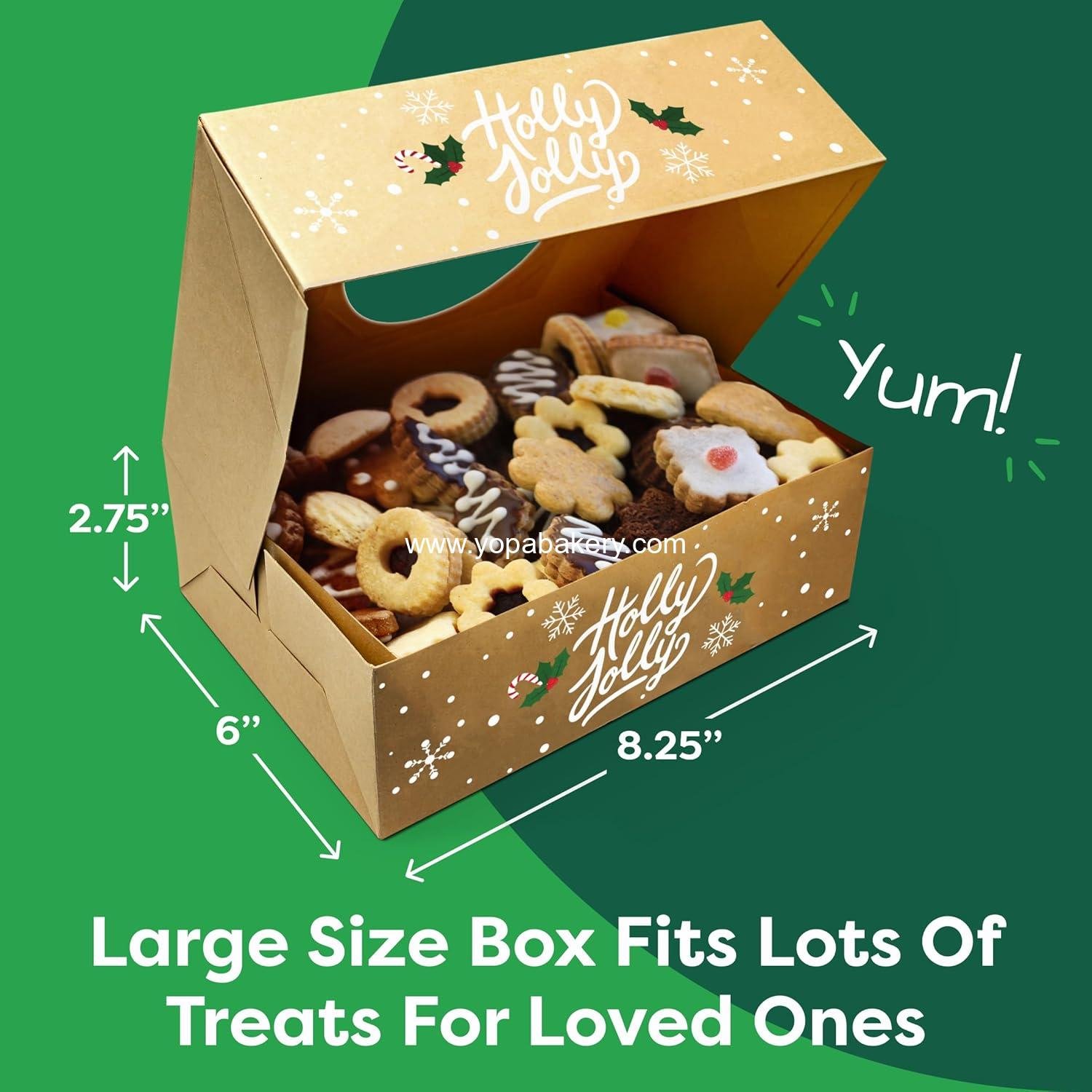 Wholesale Christmas Cookie Boxes for Gift Giving - 12 Kraft Tins with Lids - Sturdy Treat Packaging with Window - Festive Cookie Box Set - Factory