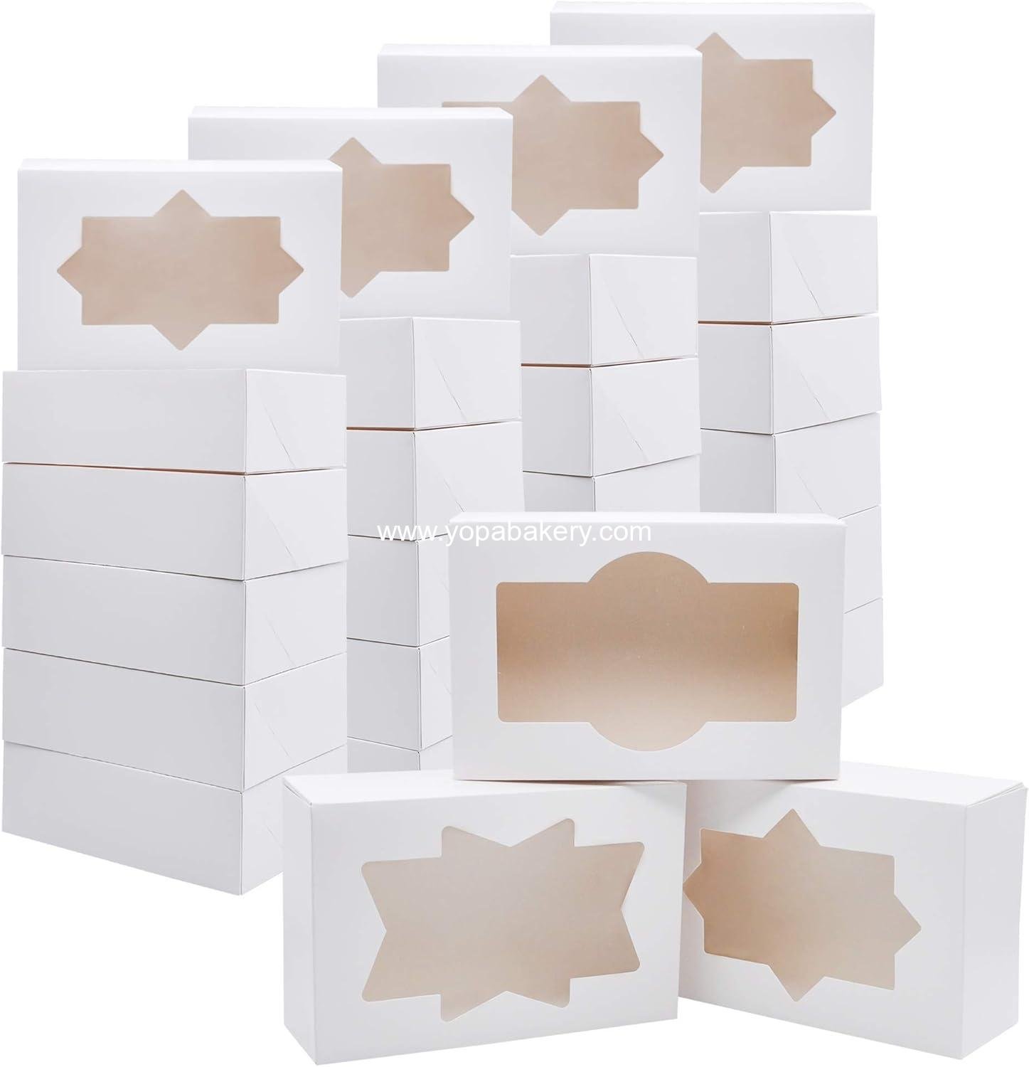 JOYIN 24 PCS Christmas Cookie Boxes for Gift Giving, 8.75’’ x 5.75’’ x 2.75’’ Xmas Holiday White Bakery Treat Boxes Containers with Window for Pastries, Cupcakes, Chocolate, Candy, Brownies, Donuts