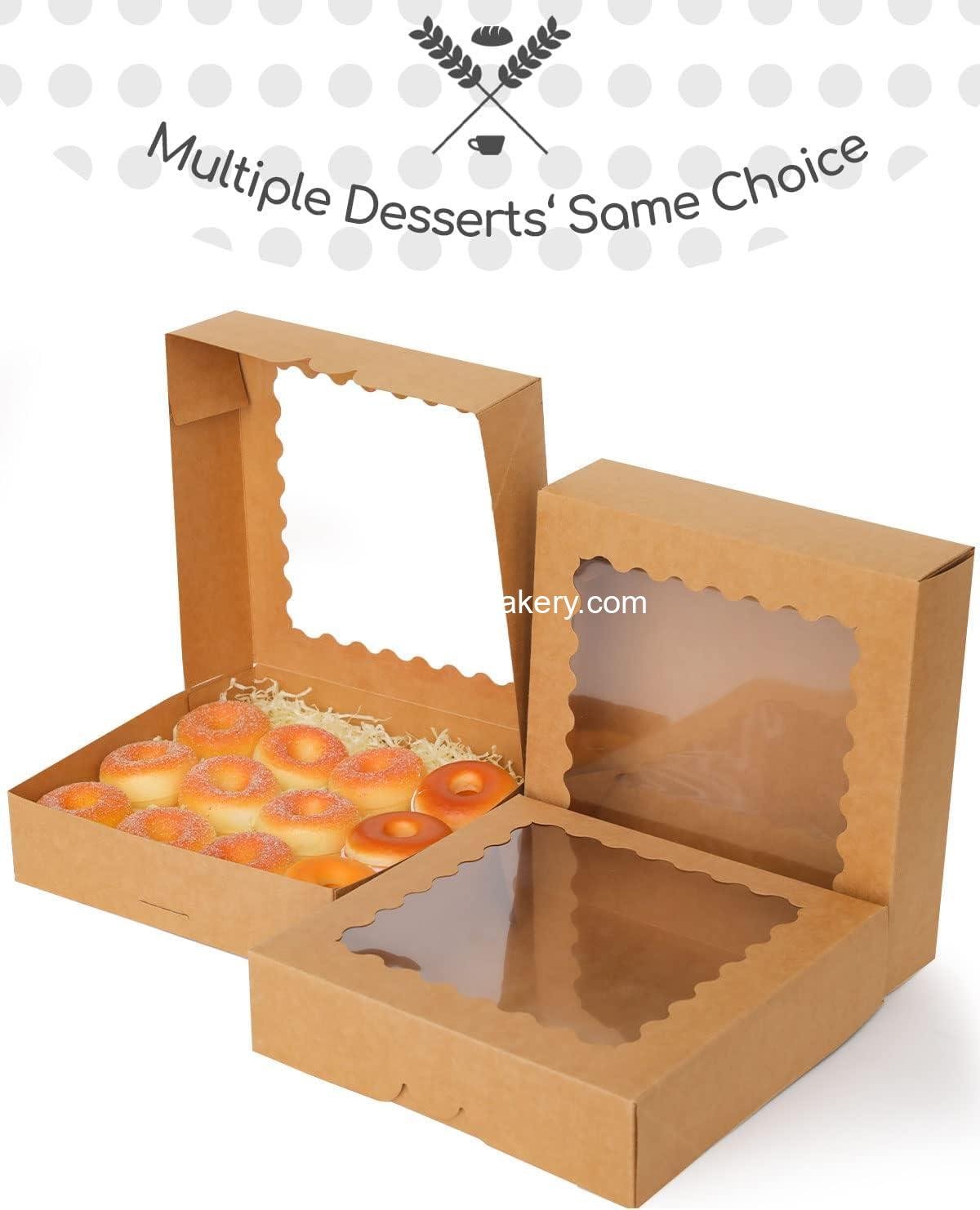 Wholesale 30pcs Auto Pop-Up Pie Box with Window 9x9x2.5 Inch Donut Pastry Bakery Box Factory