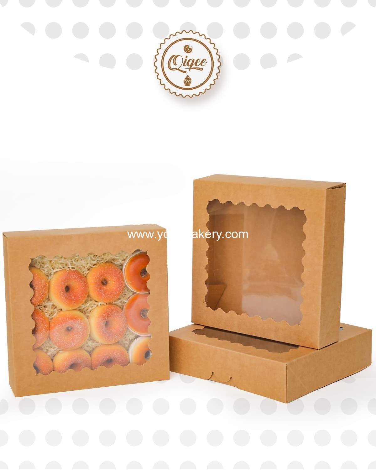 Wholesale 30pcs Auto Pop-Up Pie Box with Window 9x9x2.5 Inch Donut Pastry Bakery Box Factory