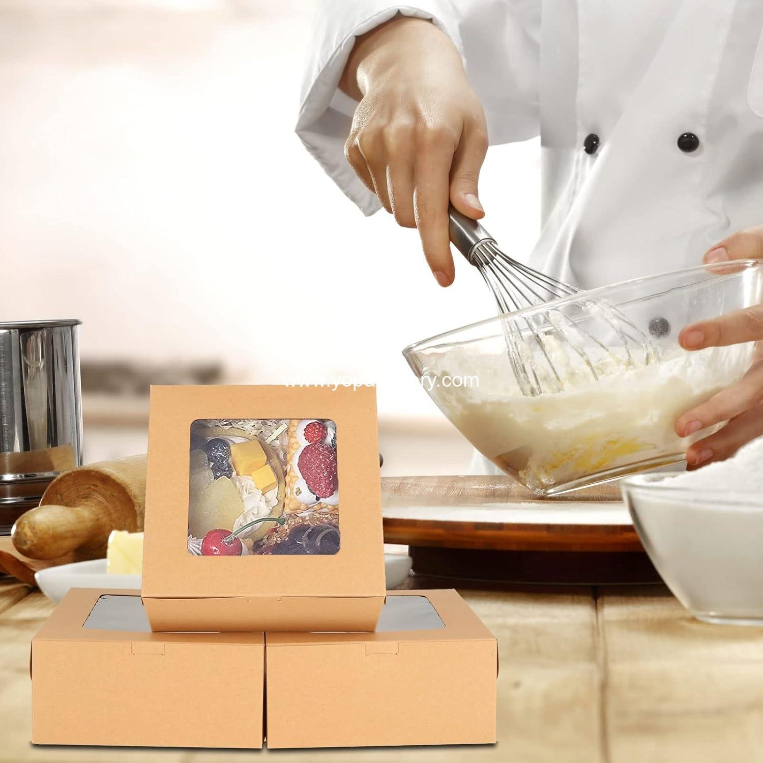 Wholesale 100 PCS Cupcake Boxes with Window 4 Count Cupcake Containers 6x6x3 Inch Brown Kraft Paper Treat Boxes with Insert for Muffins Cookies Macarons Donuts Factory