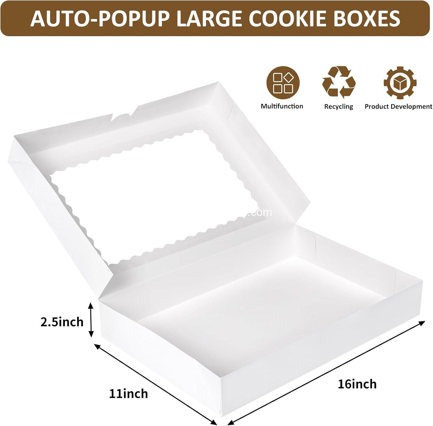 Wholesale 40pcs Large Bakery Boxes 16x11x2.5 Inches Auto-Popup Cookie Boxes with Window for Donuts Treats Pastries Pies Muffins Chocolate Covered Strawberries Factory Wholesale 40pcs Large Bakery Boxes 16x11x2.5 Inches Auto-Popup Cookie Boxes with Window for Donuts Treats Pastries Pies Muffins Chocolate Covered Strawberries Factory