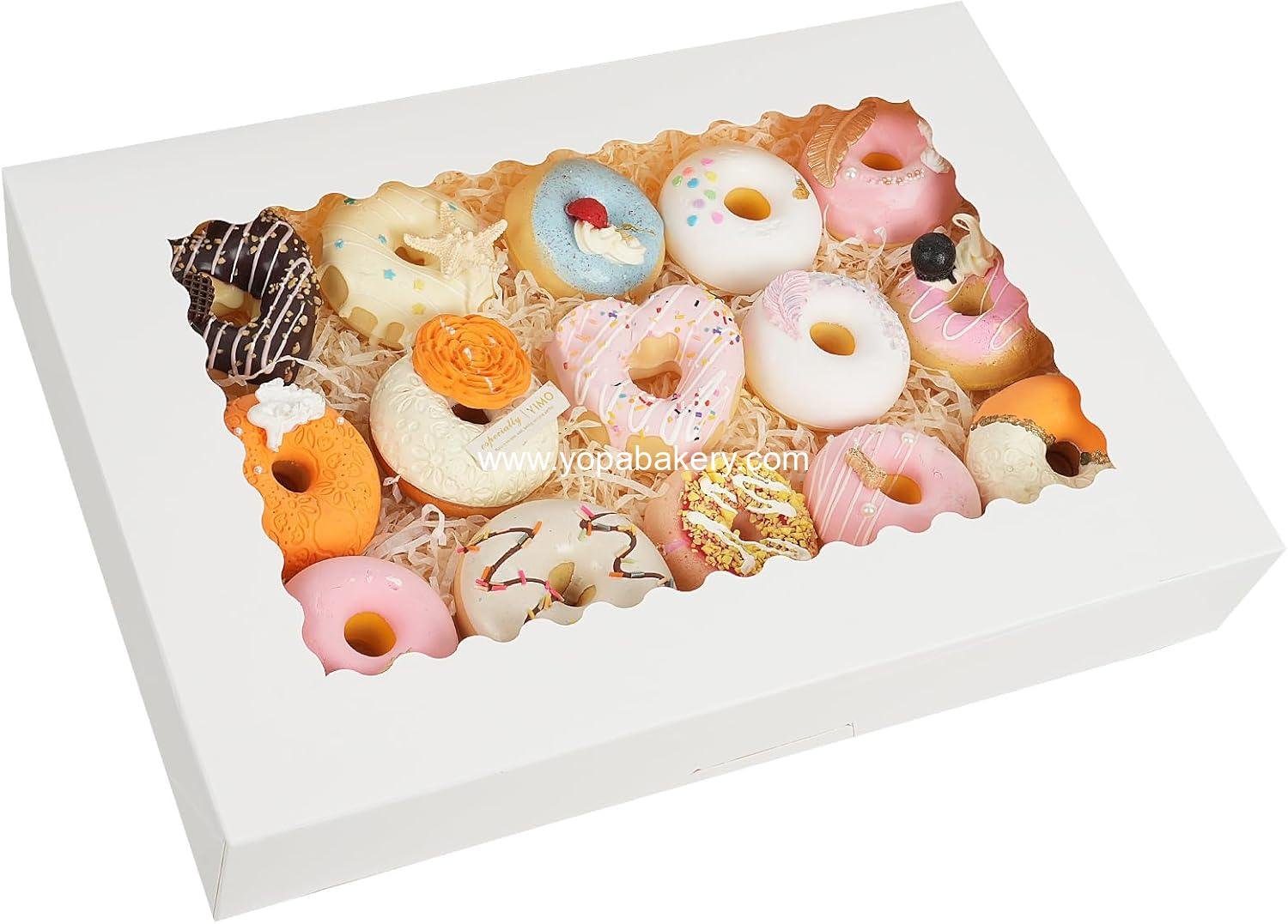 Moretoes 40pcs Large Bakery Boxes, 16x11x2.5 Inches Auto-Popup Cookie Boxes with Window for Donuts, Treats, Pastries, Pies, Muffins, Chocolate Covered Strawberries