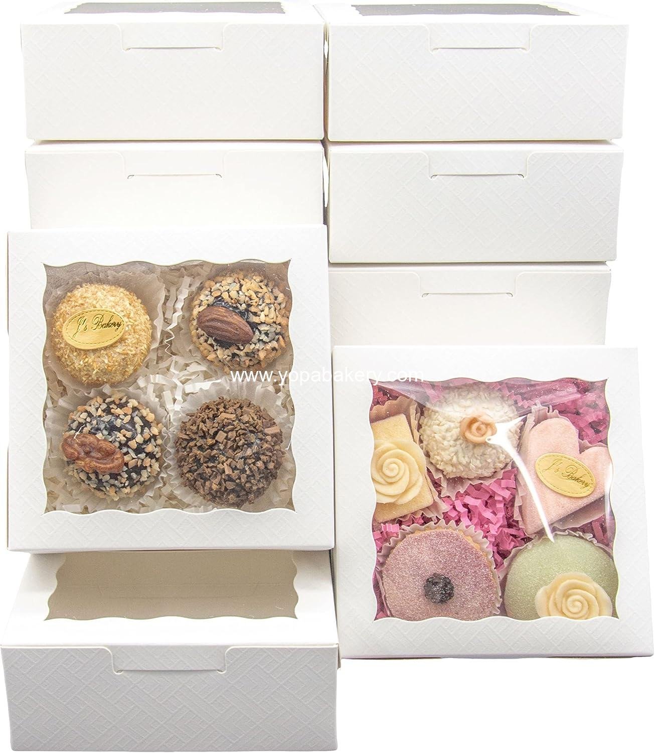 Wholesale 50pcs 5x5x2 Inch Cookie Boxes with Window - White Bakery Pastry Boxes for Macarons, Desserts, Cupcakes, Donuts, Muffins Factory