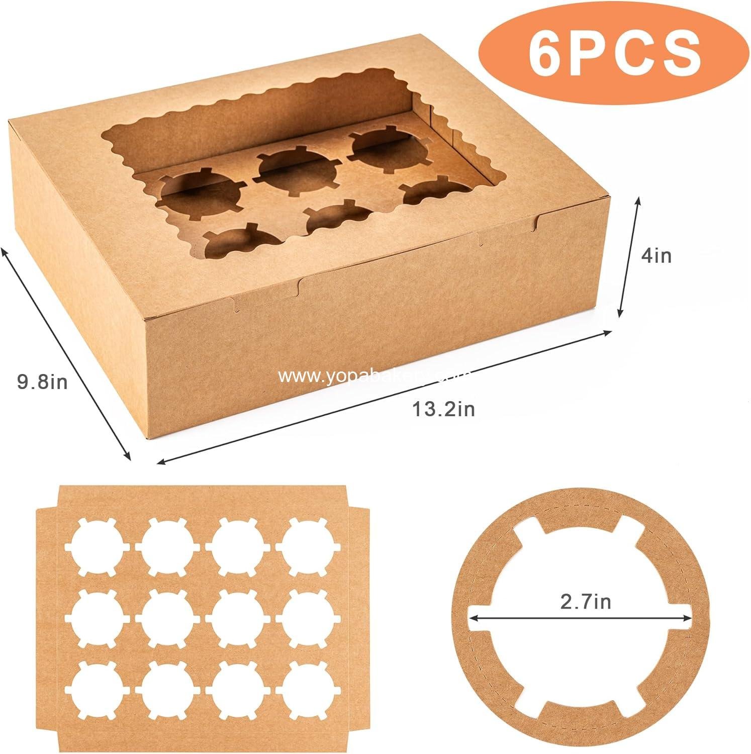 Wholesale 6PCS Cupcake Boxes - Hold 12 Count Cupcake Containers with Window, Food Grade Holder for Easy Transport and Presentation - Ideal for Cupcakes, Desserts, and More (Brown) - Factory Wholesale 6PCS Cupcake Boxes - Hold 12 Count Cupcake Containers with Window, Food Grade Holder for Easy Transport and Presentation - Ideal for Cupcakes, Desserts, and More (Brown) - Factory