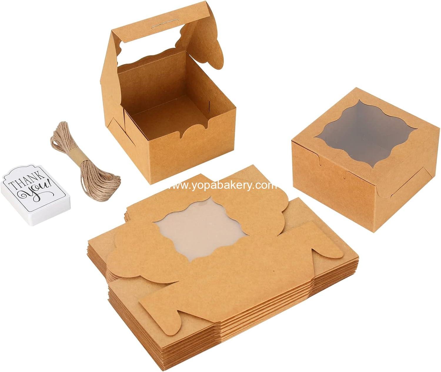 Wholesale 60 Pcs Brown Bakery Boxes with Window, Individual Cupcake Boxes 4x4x2.5 Inches, Kraft Paper Gift Boxes for Pastries, Cookies, Pies, Donuts, Macarons - Factory