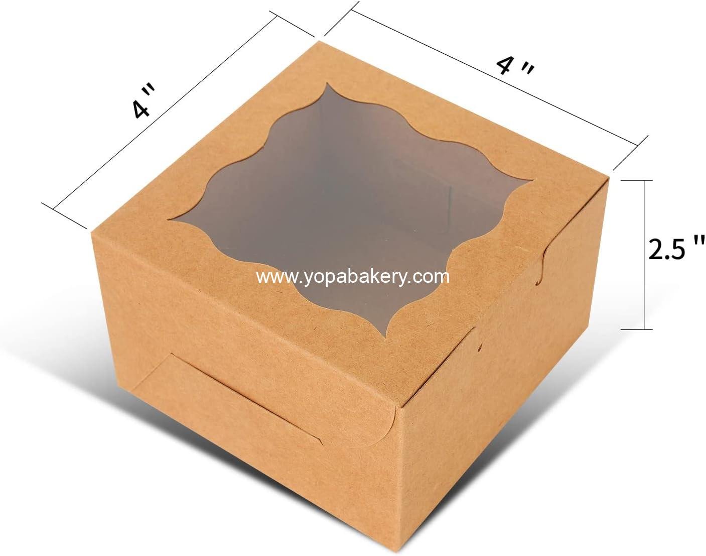 Wholesale 60 Pcs Brown Bakery Boxes with Window, Individual Cupcake Boxes 4x4x2.5 Inches, Kraft Paper Gift Boxes for Pastries, Cookies, Pies, Donuts, Macarons - Factory