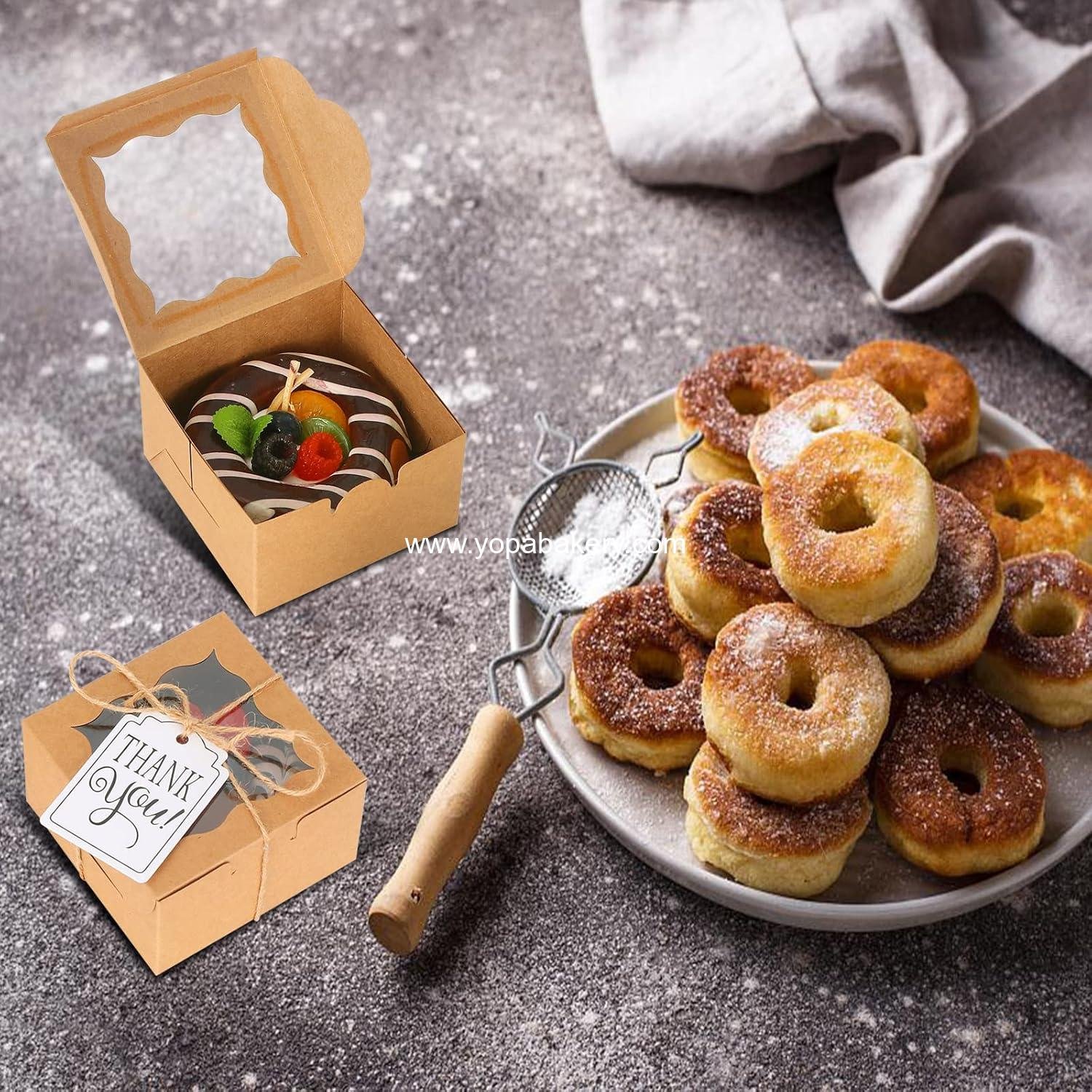 Wholesale 60 Pcs Brown Bakery Boxes with Window, Individual Cupcake Boxes 4x4x2.5 Inches, Kraft Paper Gift Boxes for Pastries, Cookies, Pies, Donuts, Macarons - Factory