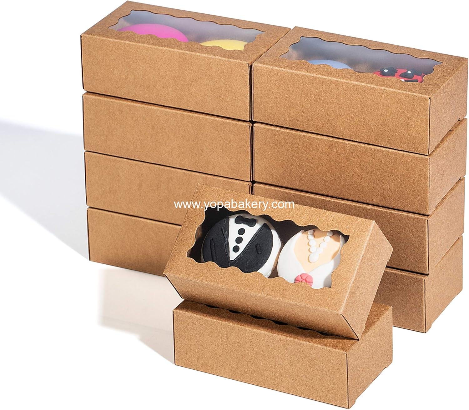 Wholesale small treat boxes with window - 100pcs candy boxes for chocolate and bakery treats, 4.17 x 2.16 x 1.37 inches, macaron packaging for weddings, factory.