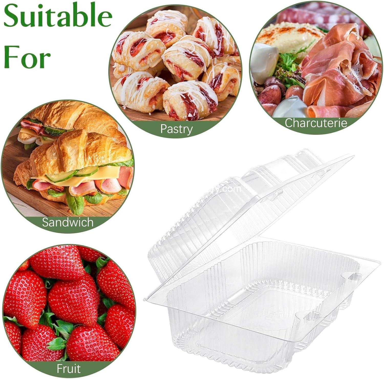 Wholesale Disposable Sturdy Plastic Hinged Food Containers with Clear Lids (40 Pack) Clamshell Take Out Loaf Containers 7.2x4.7x3 Inches To Go Dessert Box Cake Slice Salad Pastry Sandwich Container Factory Wholesale Disposable Sturdy Plastic Hinged Food Containers with Clear Lids (40 Pack) Clamshell Take Out Loaf Containers 7.2x4.7x3 Inches To Go Dessert Box Cake Slice Salad Pastry Sandwich Container Factory