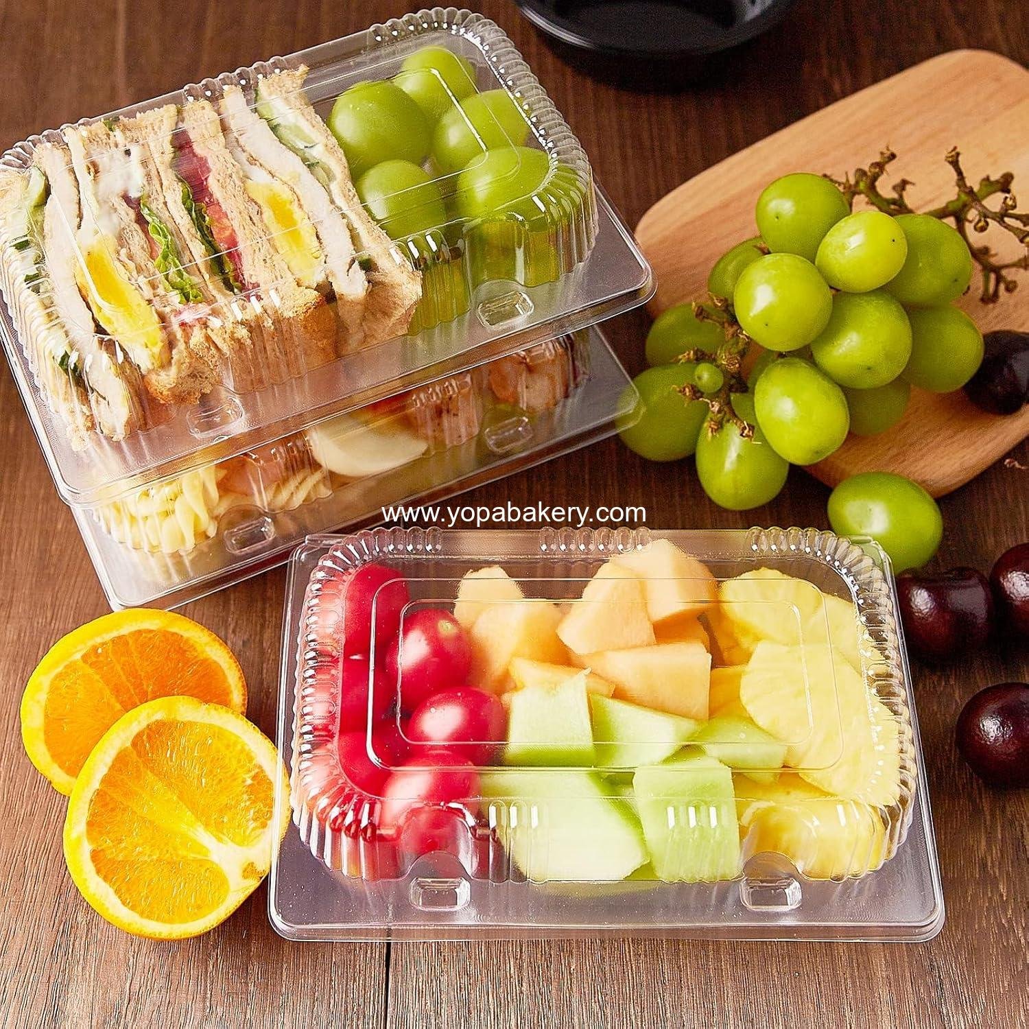 Wholesale Disposable Sturdy Plastic Hinged Food Containers with Clear Lids (40 Pack) Clamshell Take Out Loaf Containers 7.2x4.7x3 Inches To Go Dessert Box Cake Slice Salad Pastry Sandwich Container Factory Wholesale Disposable Sturdy Plastic Hinged Food Containers with Clear Lids (40 Pack) Clamshell Take Out Loaf Containers 7.2x4.7x3 Inches To Go Dessert Box Cake Slice Salad Pastry Sandwich Container Factory