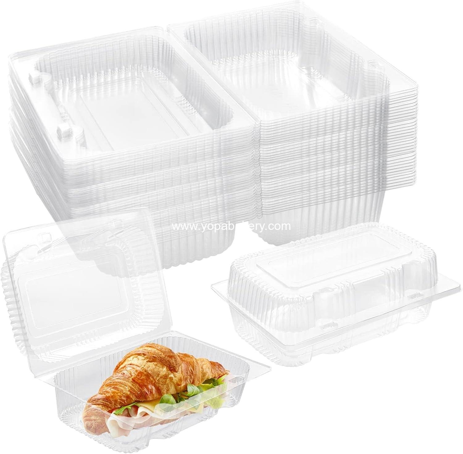 Wholesale Disposable Sturdy Plastic Hinged Food Containers with Clear Lids (40 Pack) Clamshell Take Out Loaf Containers 7.2x4.7x3 Inches To Go Dessert Box Cake Slice Salad Pastry Sandwich Container Factory