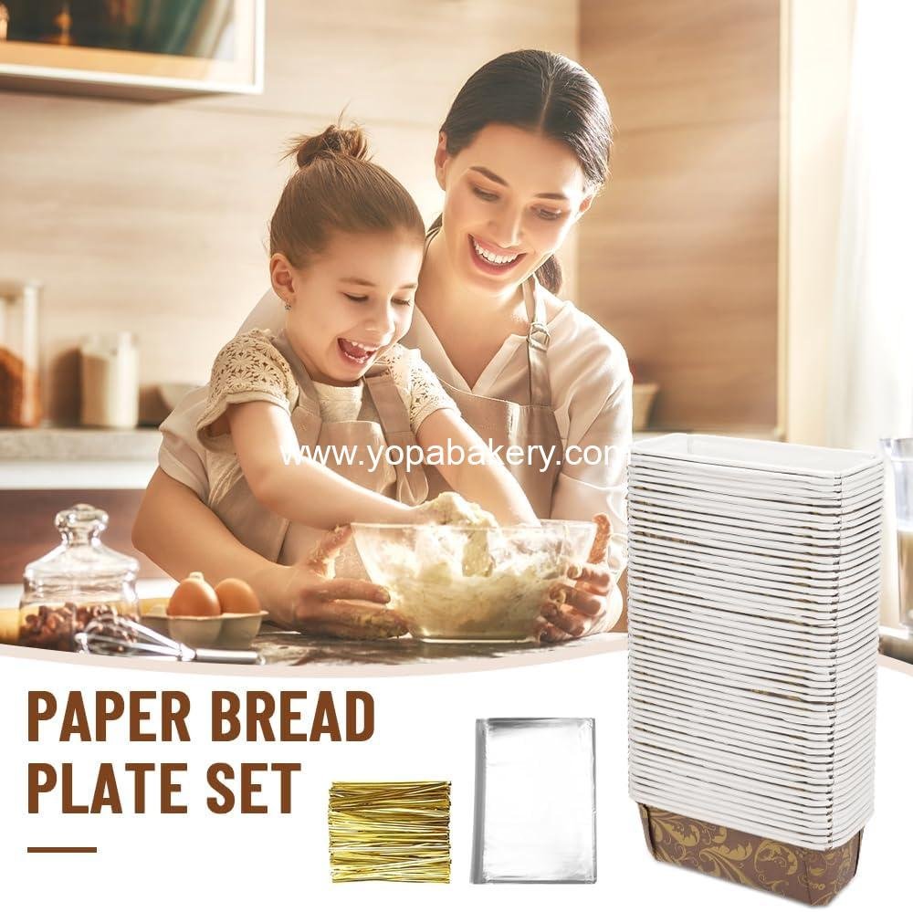 Wholesale 50 PCS 7 Inch Paper Loaf Pans for Baking, Disposable Rectangle Baking Pans with Clear Plastic Bags and Ties for Cake and Bread - Factory Wholesale 50 PCS 7 Inch Paper Loaf Pans for Baking, Disposable Rectangle Baking Pans with Clear Plastic Bags and Ties for Cake and Bread - Factory