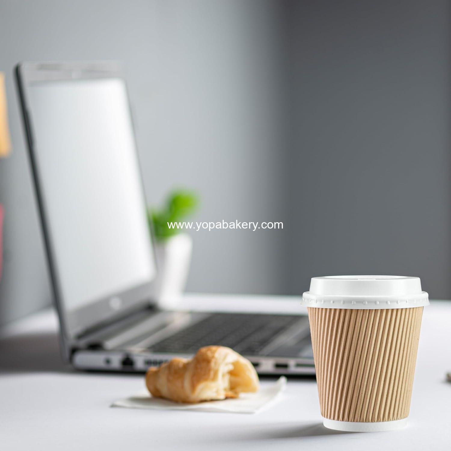 Wholesale Insulated Kraft Ripple Paper Hot Cups - 10 oz, 50 Sets, Disposable Coffee Cups with Lids for Hot Beverages, Travel, and Office Use - Factory