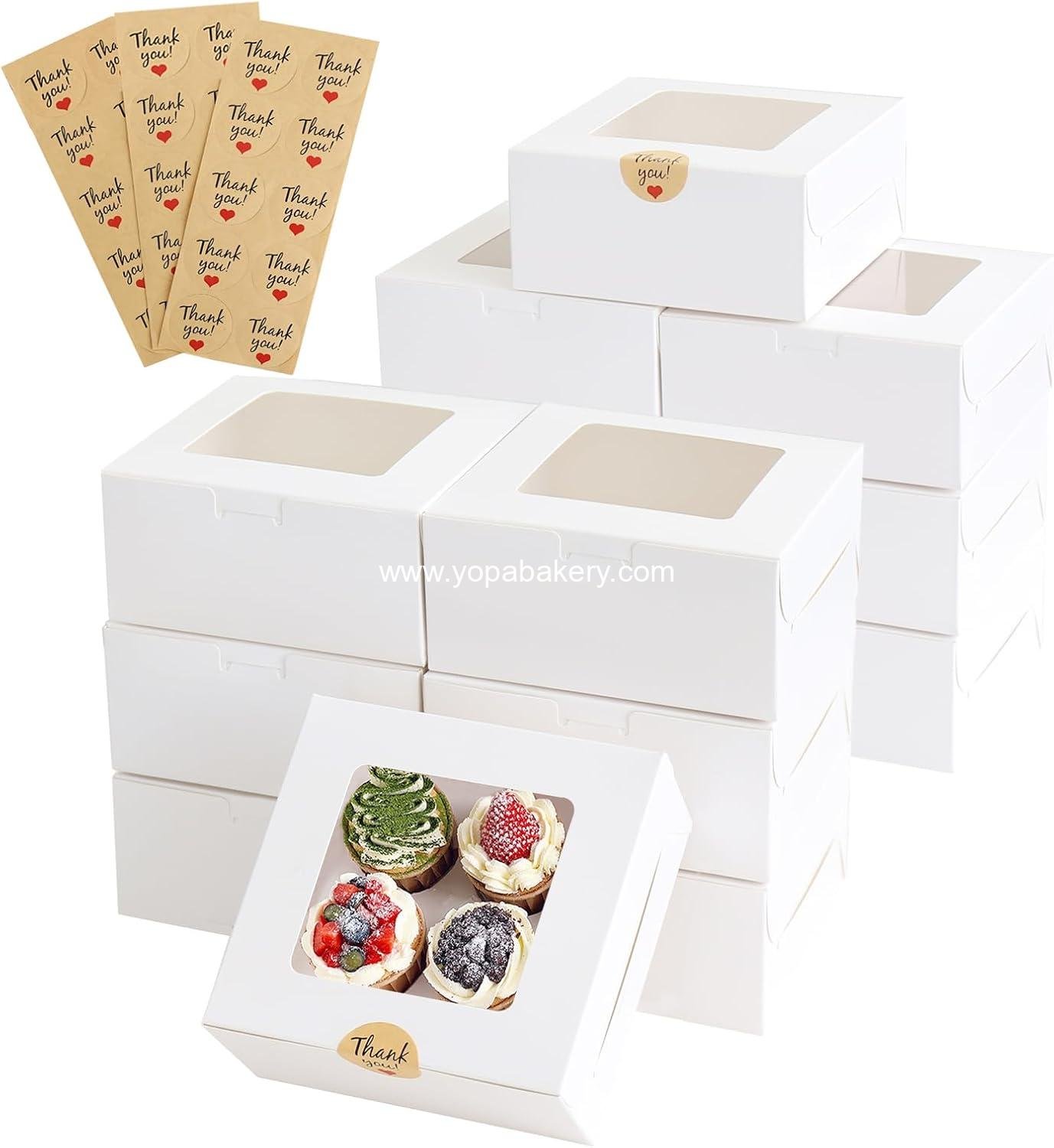 Wholesale 30 Pcs Bakery Boxes with Clear Window, 6.3"x6.3"x3", Food Grade Materials, Easy Assembly - Ideal for Cupcakes, Cookies, Candies, and Baked Goods Factory