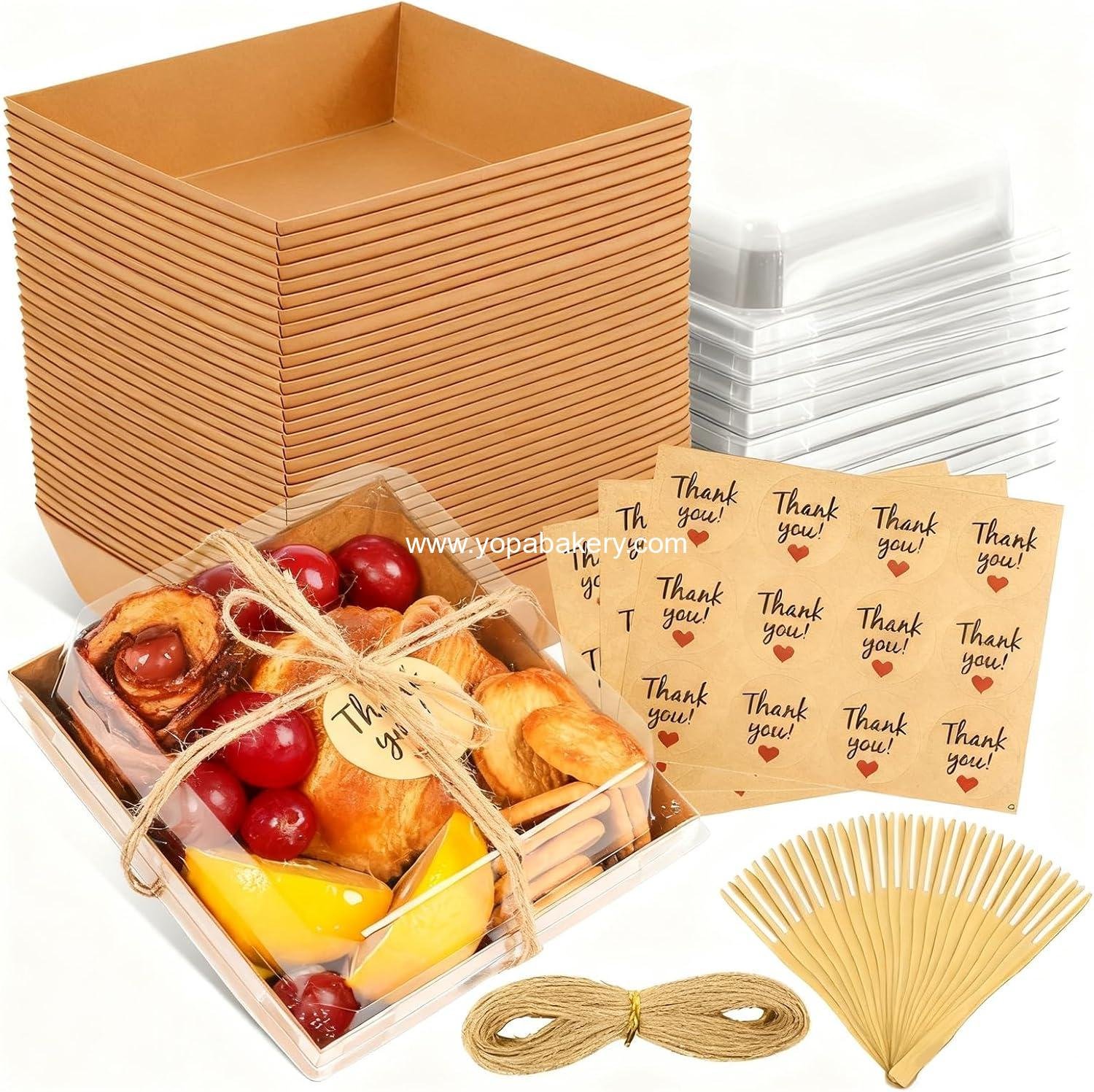 50 Pack Charcuterie Boxes with Clear Lids, Paper Disposable To Go Small Food Containers, 5 Inch Dessert Boxes for Sandwich, Cookie, Cake Slice, Strawberries