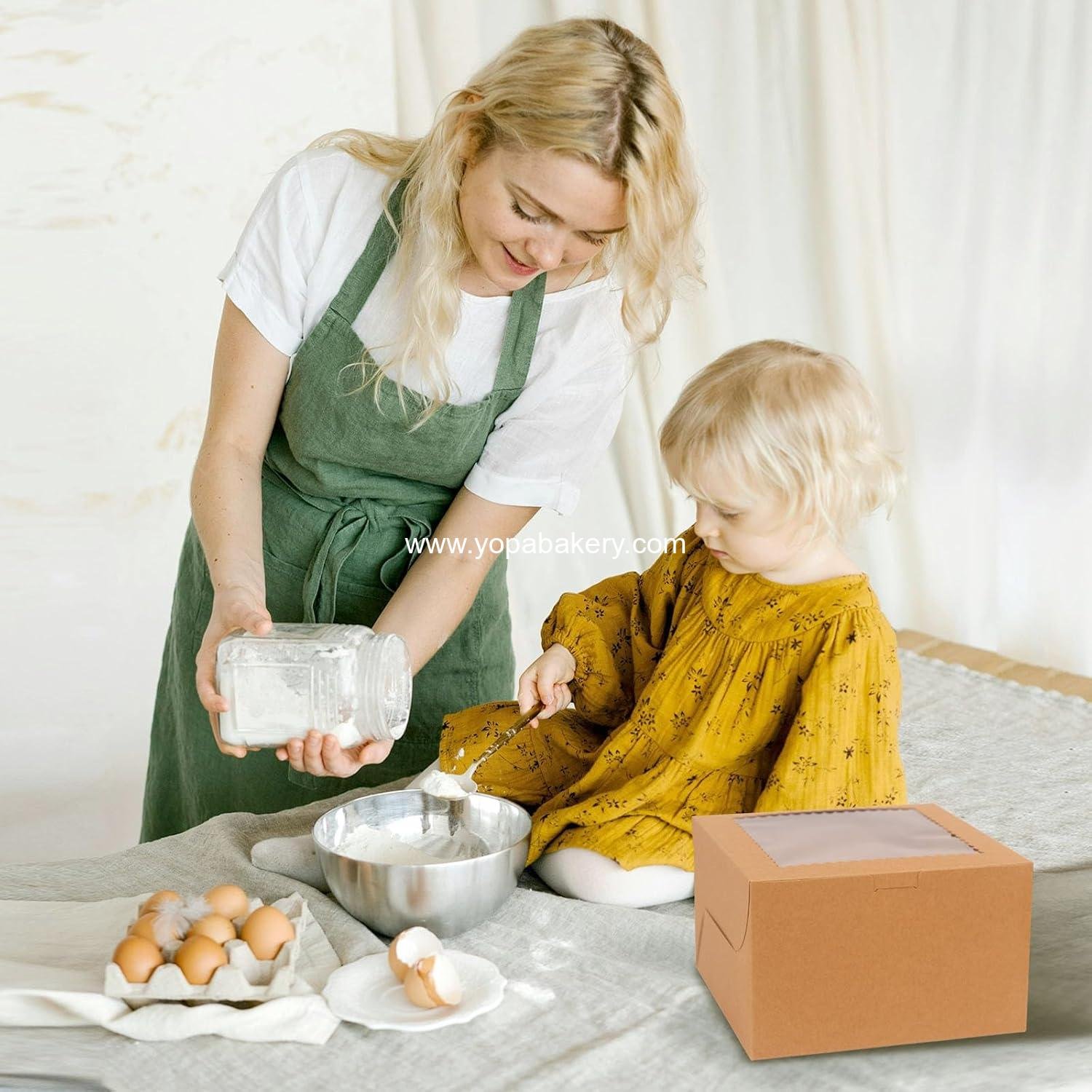 Wholesale 20Pcs 8 Inch Cake Boxes with Window, 8x8x5 Inches Brown Bakery Containers for Pastries, Pies, Cookies, Chocolates, Cupcakes, Birthday Parties, Weddings - Factory