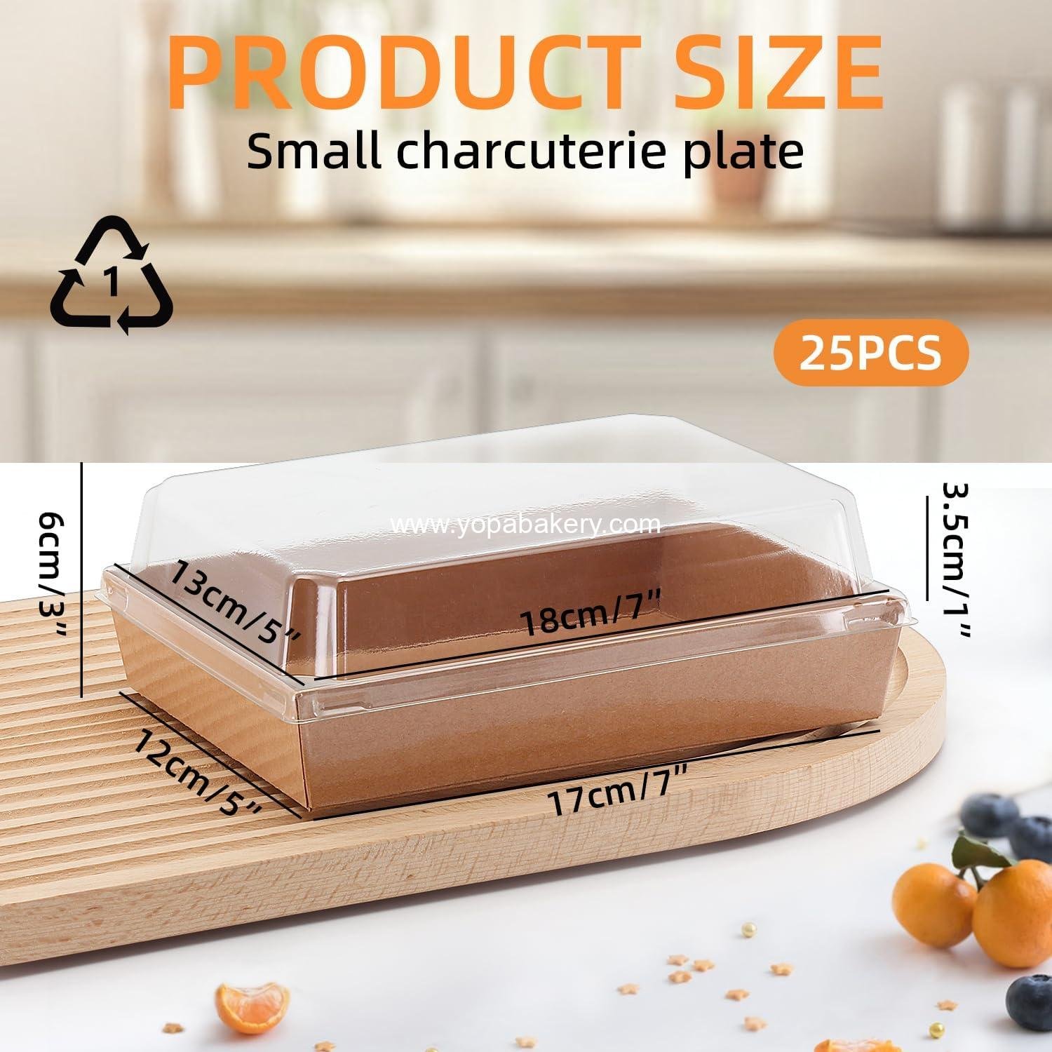 Wholesale Charcuterie Boxes with Clear Lids, 7x5 Inch Disposable Bakery Boxes with Window, Take Out Food Containers for Sandwiches, Strawberries, Cookies, Cupcakes (25, Rectangle-Brown) Factory