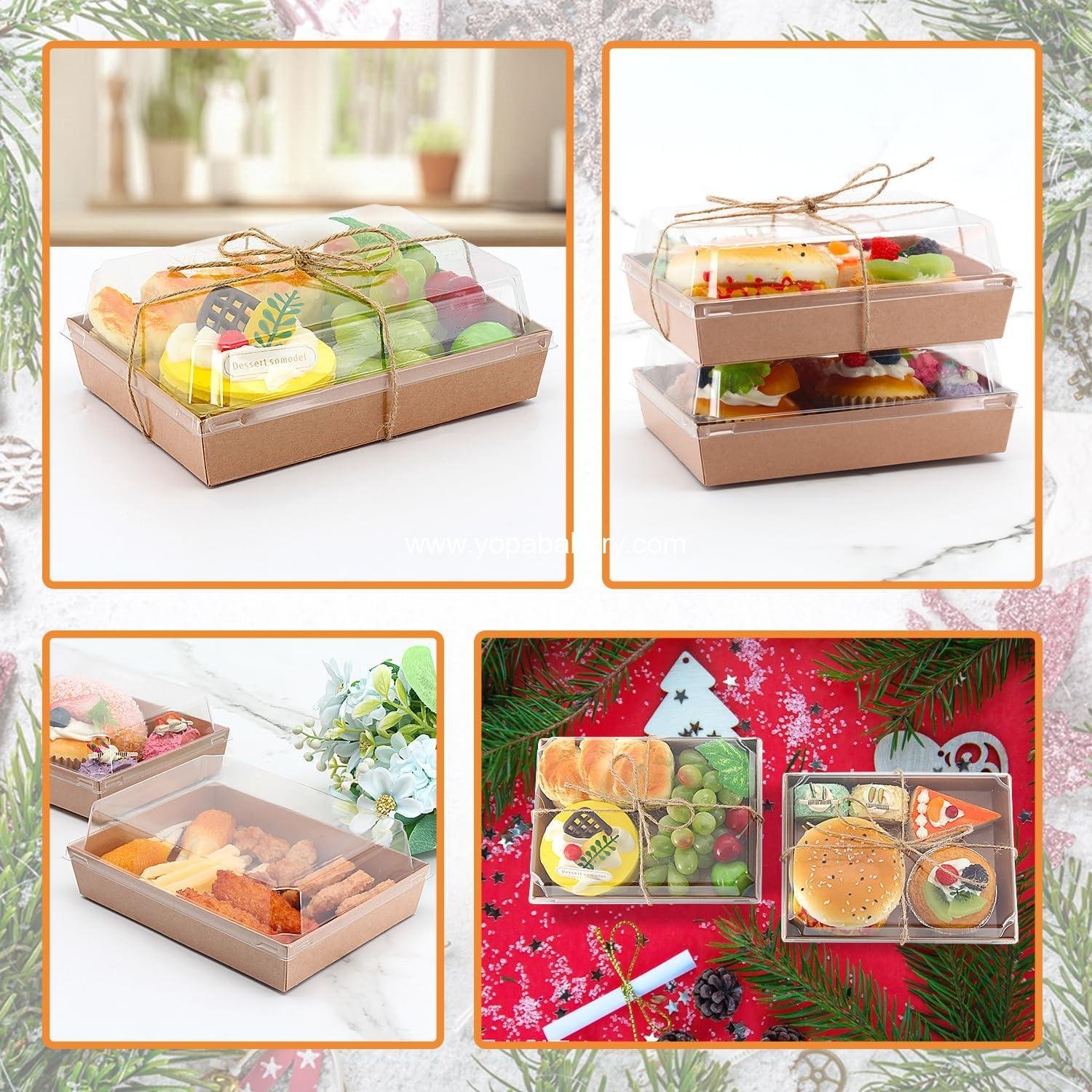 Wholesale Charcuterie Boxes with Clear Lids, 7x5 Inch Disposable Bakery Boxes with Window, Take Out Food Containers for Sandwiches, Strawberries, Cookies, Cupcakes (25, Rectangle-Brown) Factory
