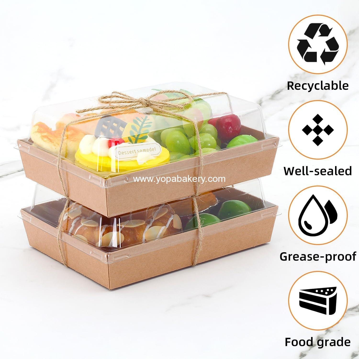 Wholesale Charcuterie Boxes with Clear Lids, 7x5 Inch Disposable Bakery Boxes with Window, Take Out Food Containers for Sandwiches, Strawberries, Cookies, Cupcakes (25, Rectangle-Brown) Factory