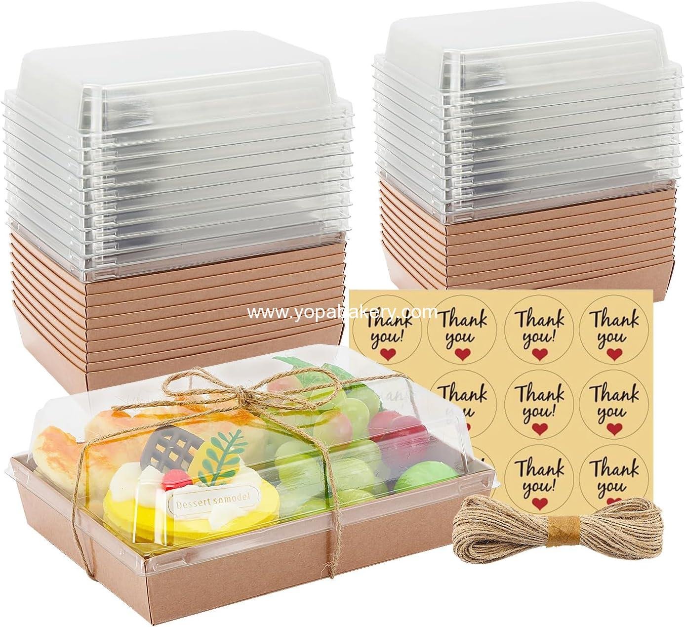 Charcuterie Boxes with Clear Lids, 7x5 Inch Paper Bakery Boxes with Window, Disposable Take Out Food Containers for Sandwiches, Strawberries, Cookies, Cupcakes (25, Rectangle-Brown)