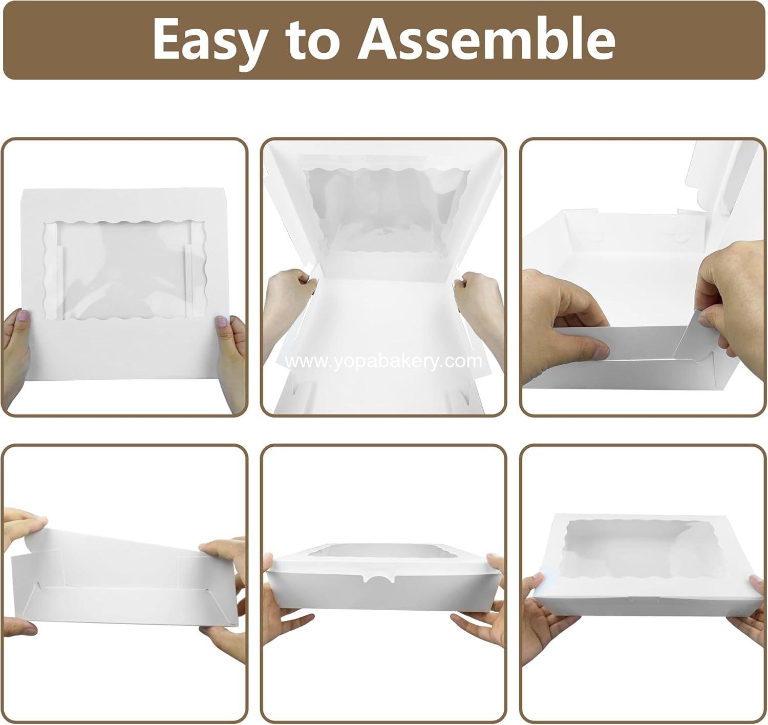 Wholesale 12x8x2.5 Inches White Bakery Boxes with Window - Cookie Boxes for Desserts, Cupcakes, Muffins, Donuts, Chocolate, and Strawberries - Manufacturer