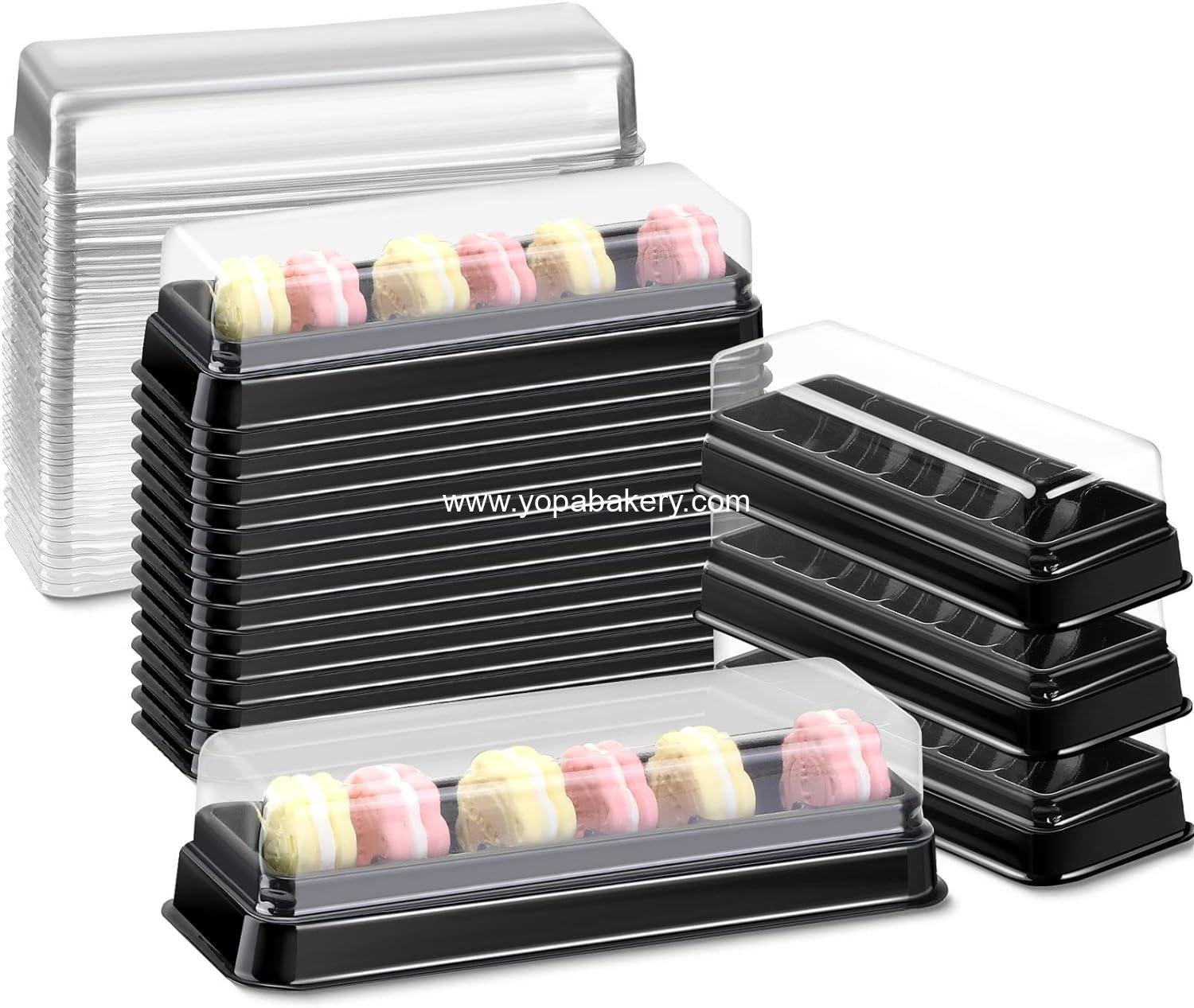 Wholesale Macaron Boxes with Clear Lids, Bulk Macaroon Packaging with 6 Grids for Christmas Party Favors, Gift Box for Baby Shower, Wedding, Bakery, 7.6 x 2.8 x 1.9 Inches (100 Pcs) Factory