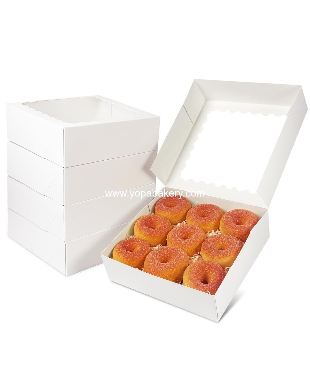 Wholesale 8x8x2.5 Inch White Pastry Boxes with Window for Donuts and Pies, 12 Pcs Bakery Auto-pop Up, Factory