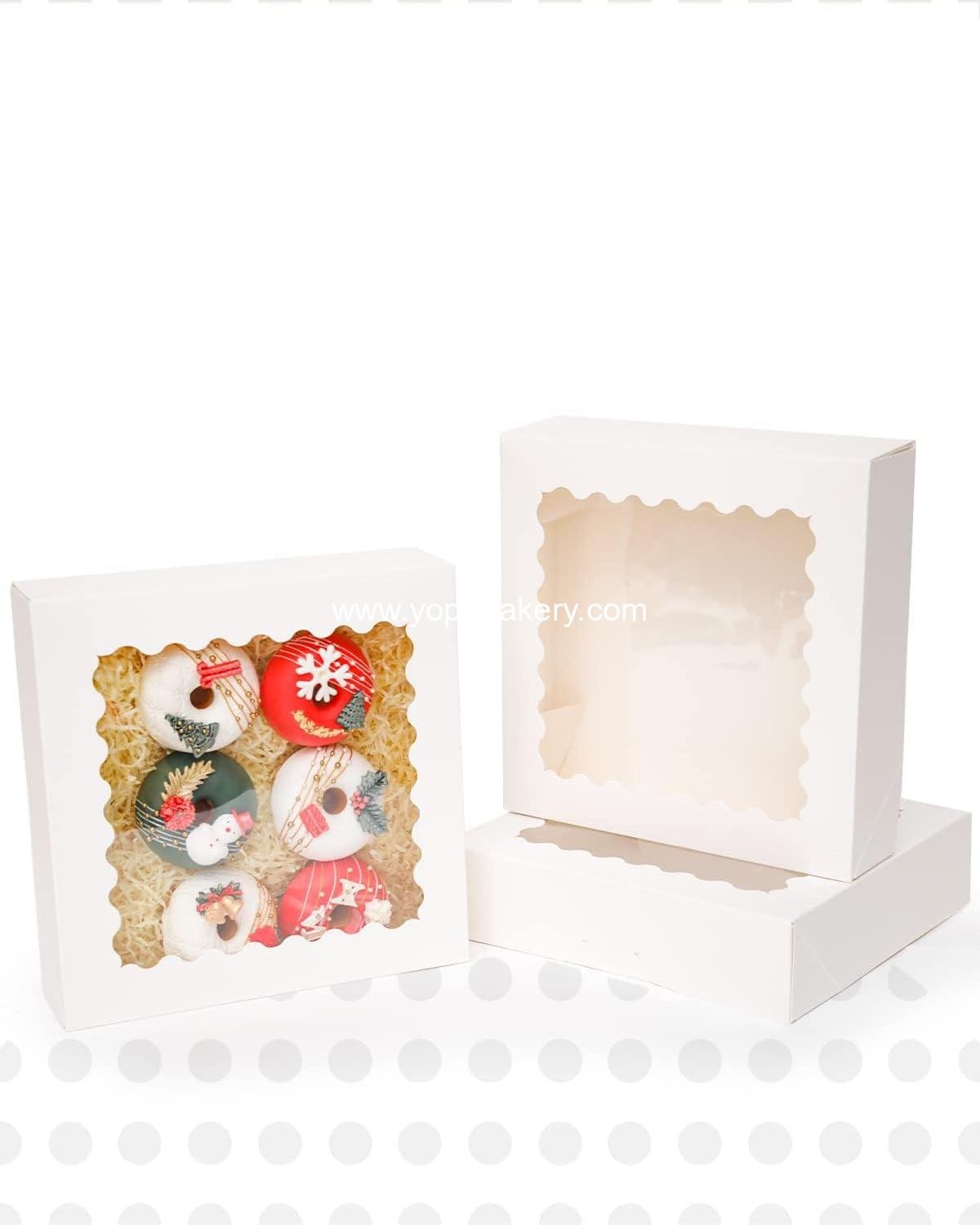 Wholesale 8x8x2.5 Inch White Pastry Boxes with Window for Donuts and Pies, 12 Pcs Bakery Auto-pop Up, Factory