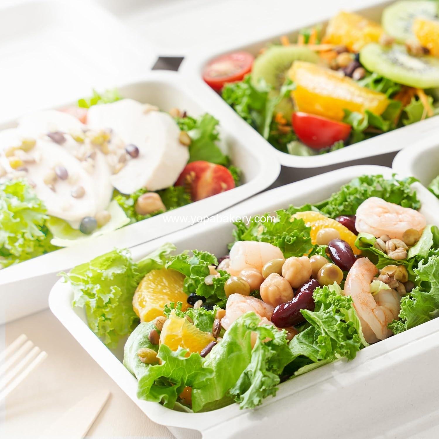 Wholesale Biodegradable Clamshell Food Containers with Lids [9x6, 50-Pack], Disposable Sugarcane To Go Boxes - Microwave & Freezer Safe, Stackable Factory