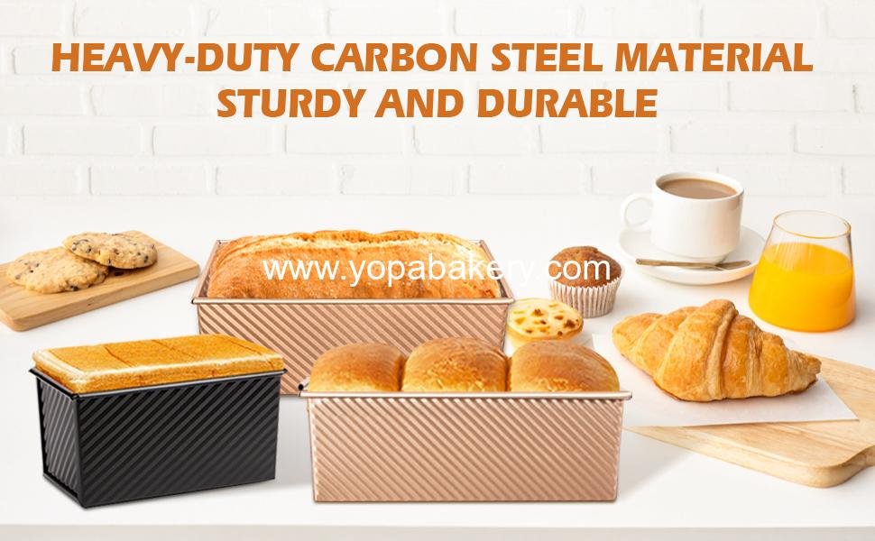 Wholesale 2Pack Pullman Loaf Pans with Lids – 2.2 LB & 1 LB Dough Capacity, Non-Stick Carbon Steel Bread Pans for Homemade Sandwich and Sourdough Bread, Corrugated Toast Mold, Factory